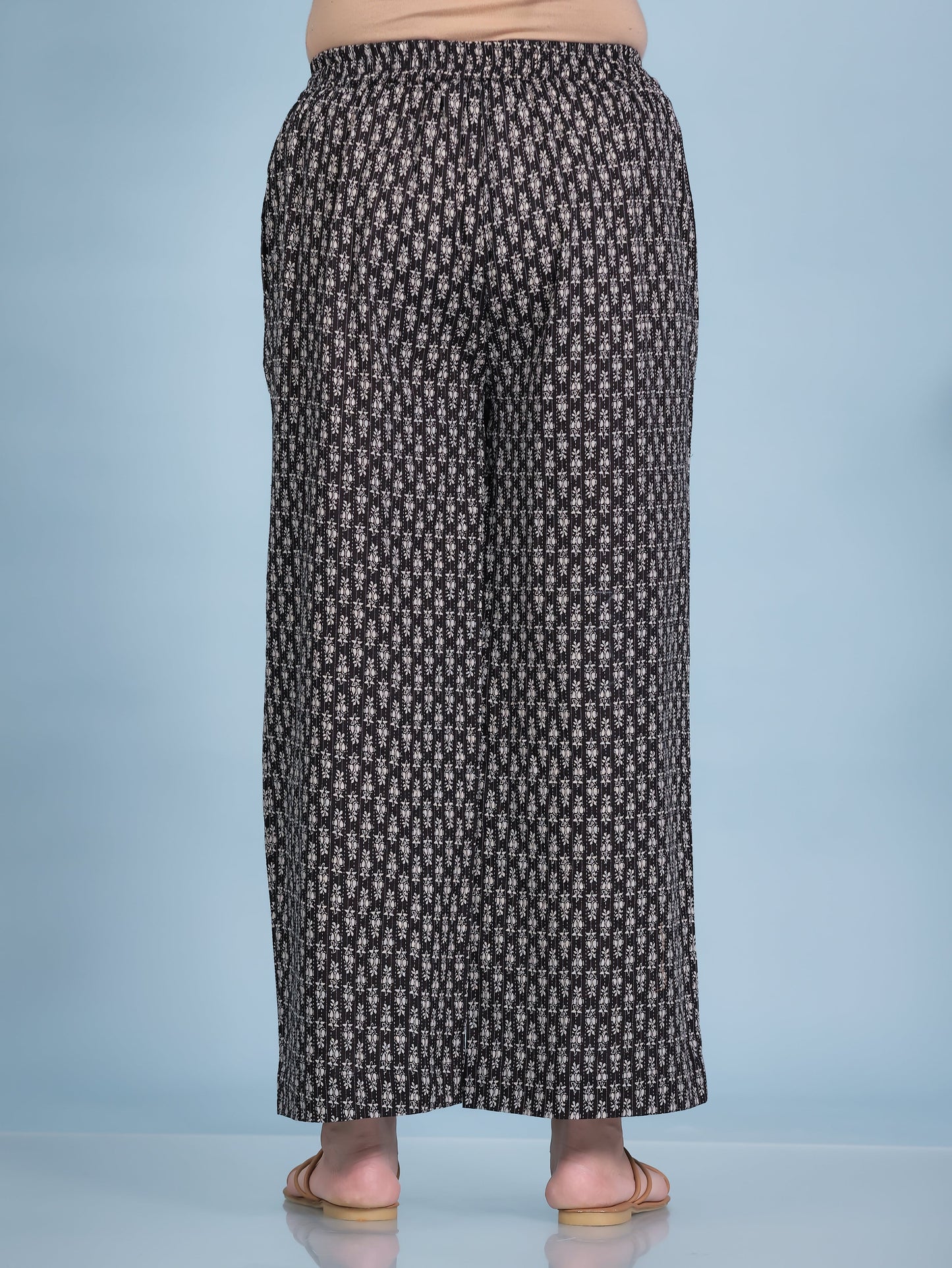 Kantha Cotton Butta Black Palazzo