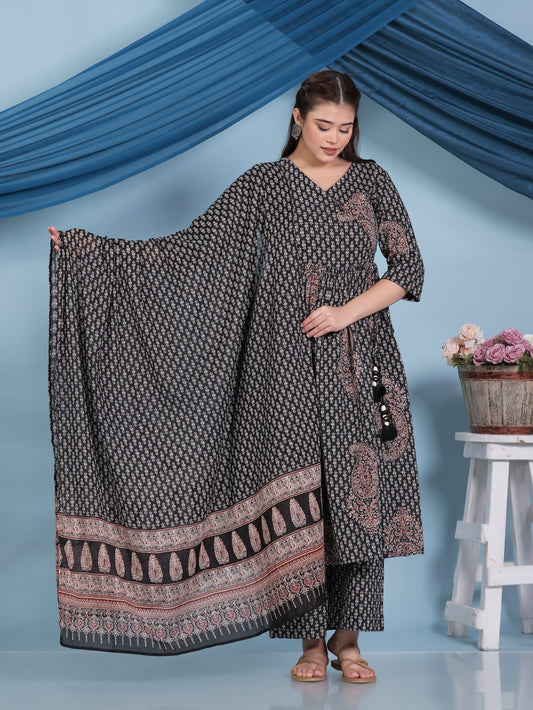 Cotton Voile Butta Black Dupatta