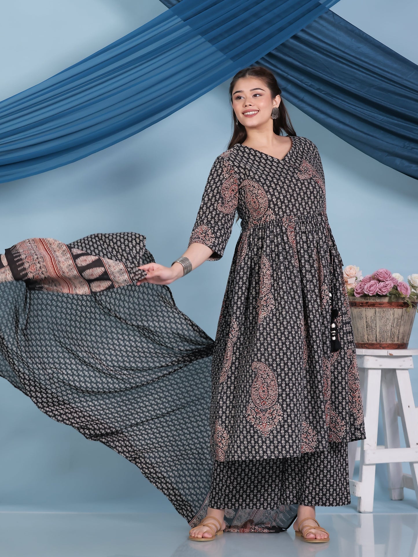 Cotton Voile Butta Black Dupatta