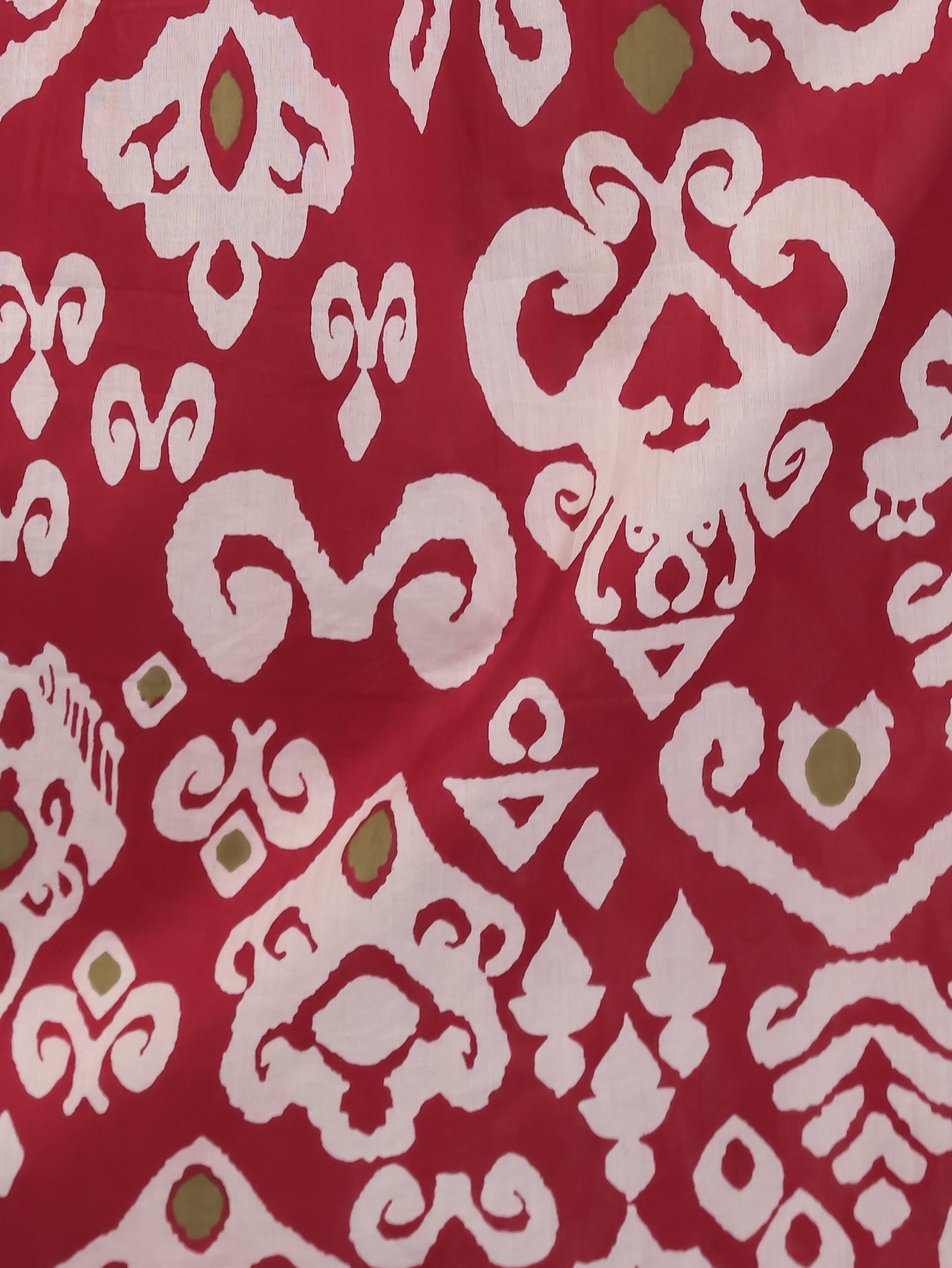 Soft Cotton Ikat Anarkali Maroon Dress (With Necklace)