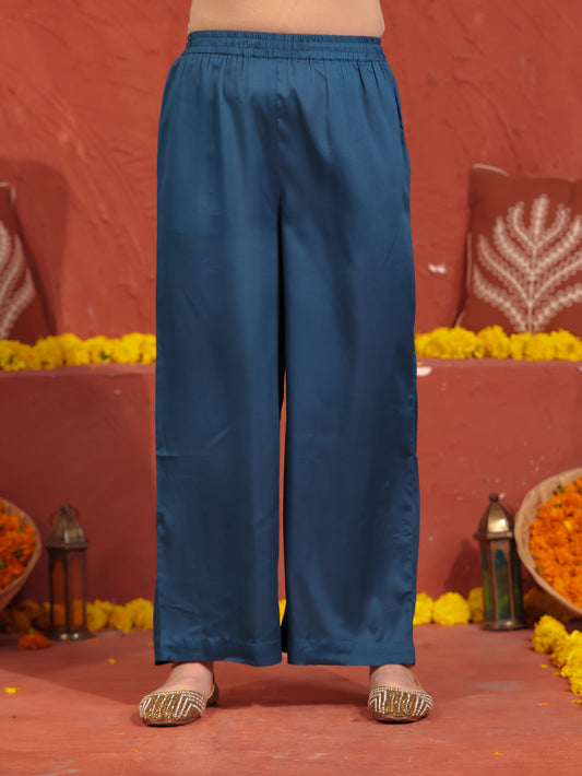 Crepe Solid Blue Palazzo