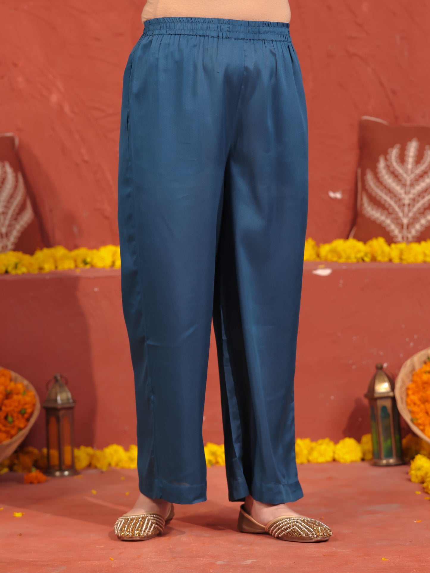 Crepe Solid Blue Palazzo