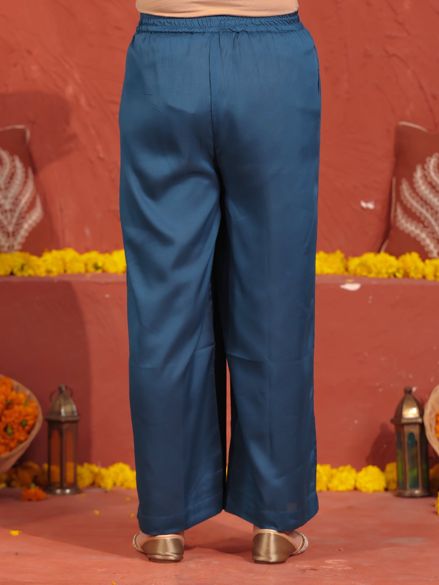 Crepe Solid Blue Palazzo