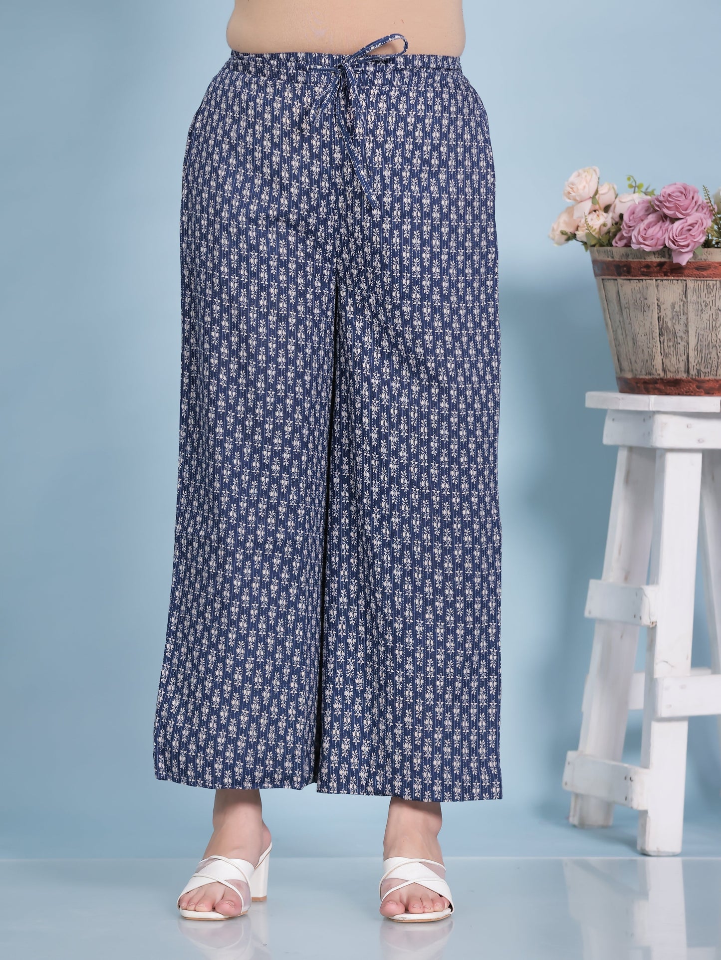 Kantha Cotton Butta Blue Palazzo