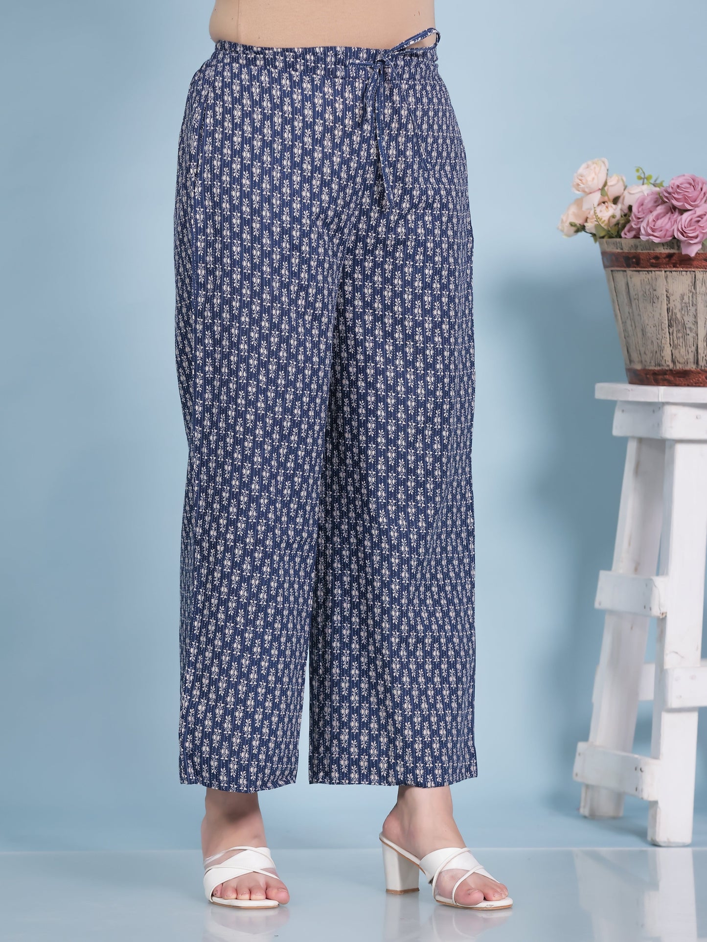 Kantha Cotton Butta Blue Palazzo