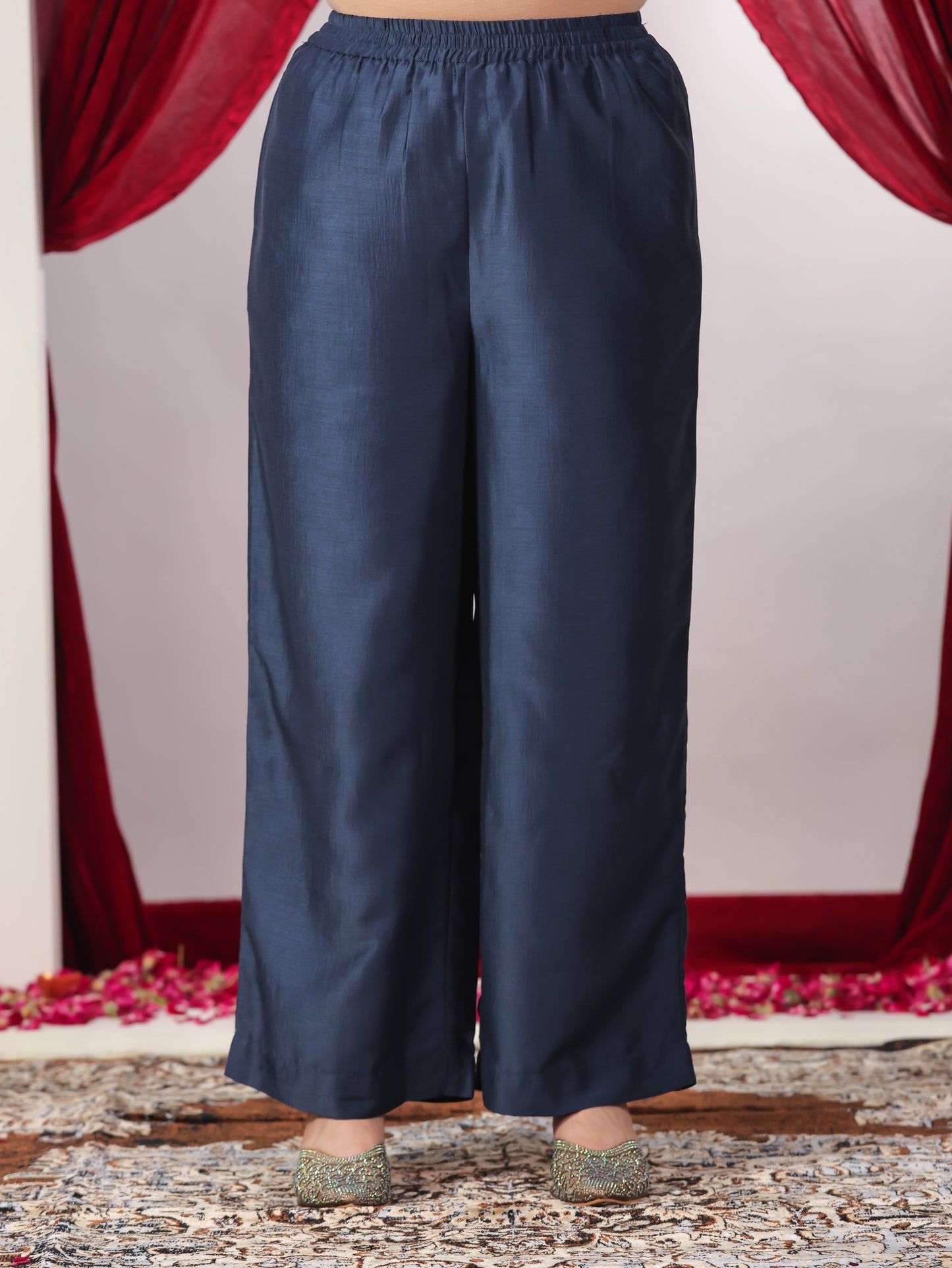 Crepe Solid Blue Palazzo