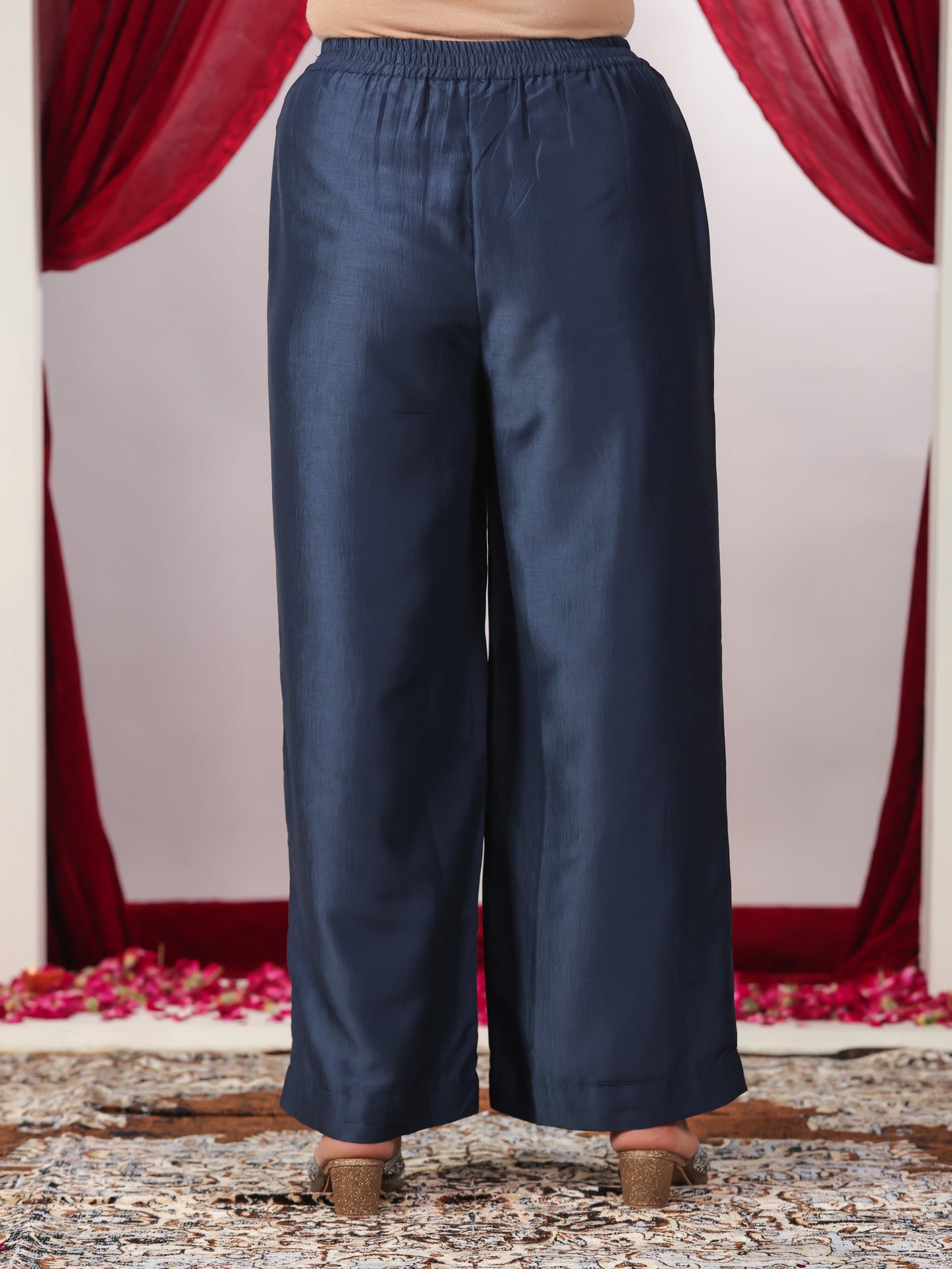 Crepe Solid Blue Palazzo
