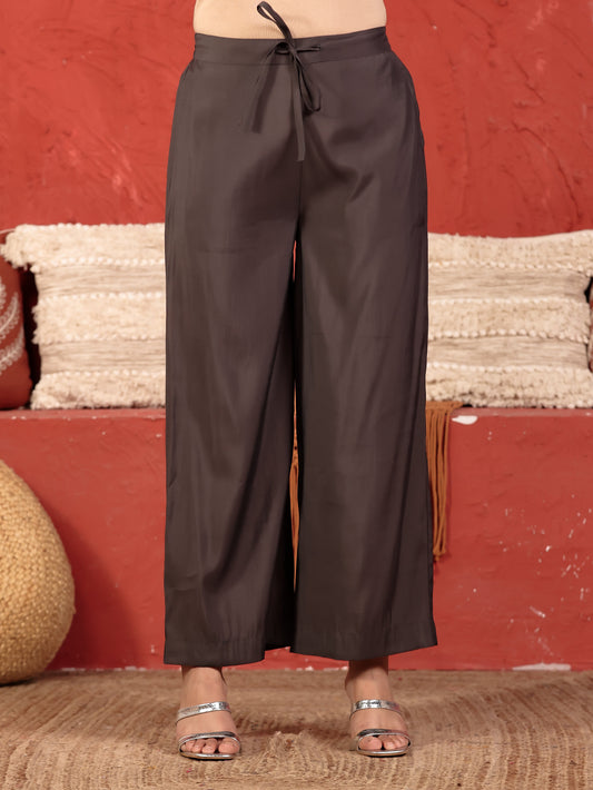 Chanderi Solid Grey Palazzo