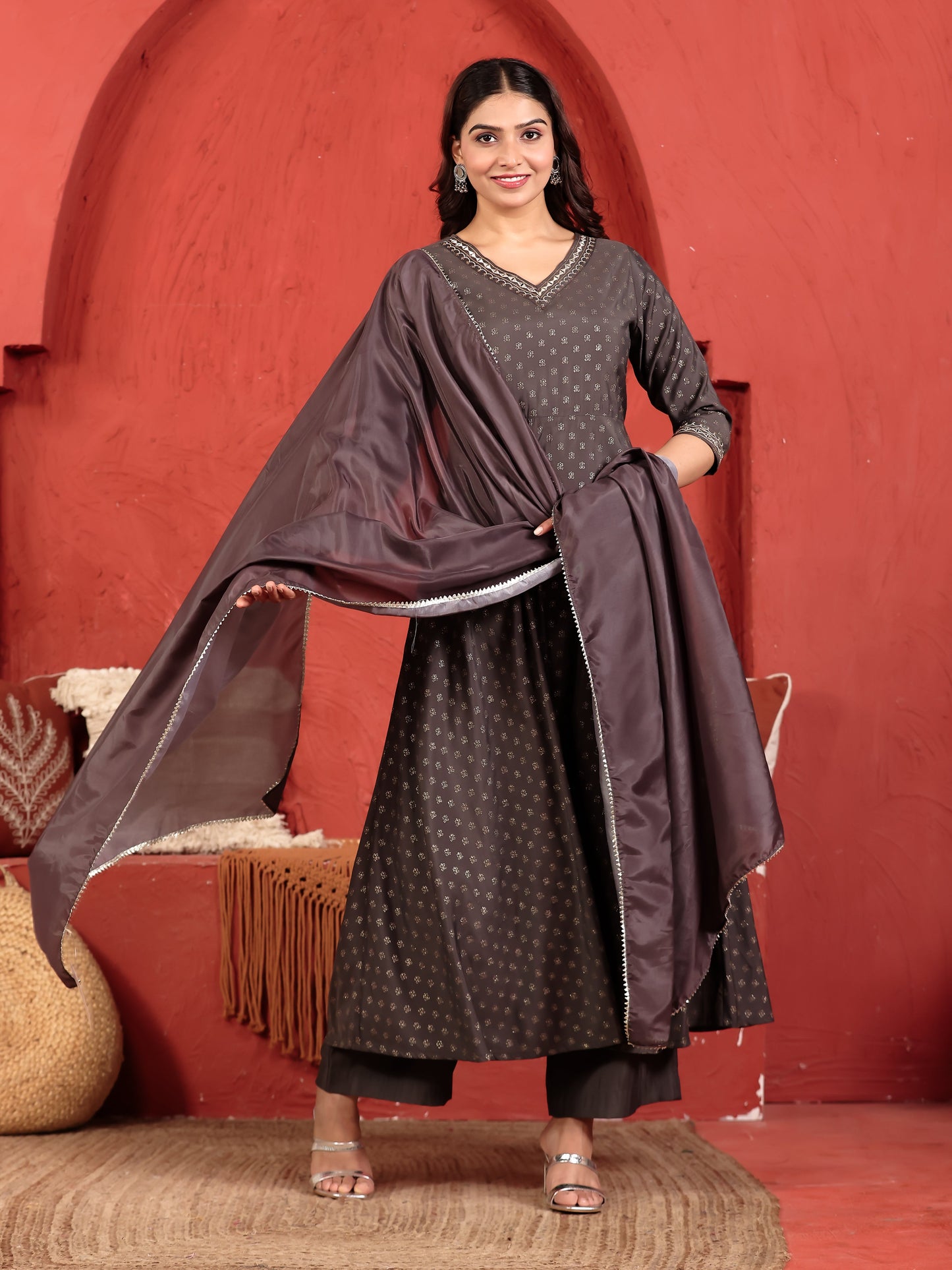Muslin Solid Grey Dupatta
