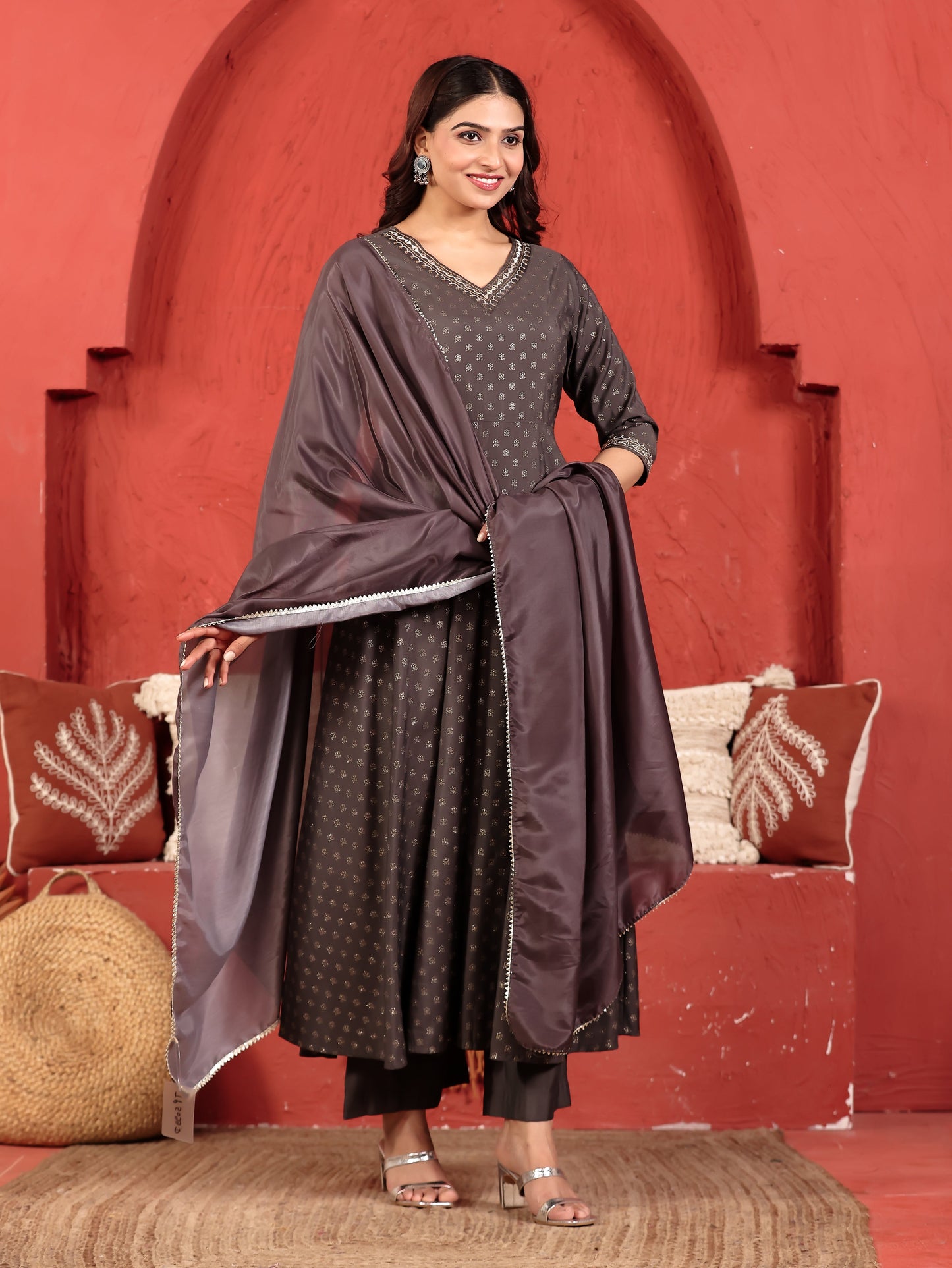 Muslin Solid Grey Dupatta