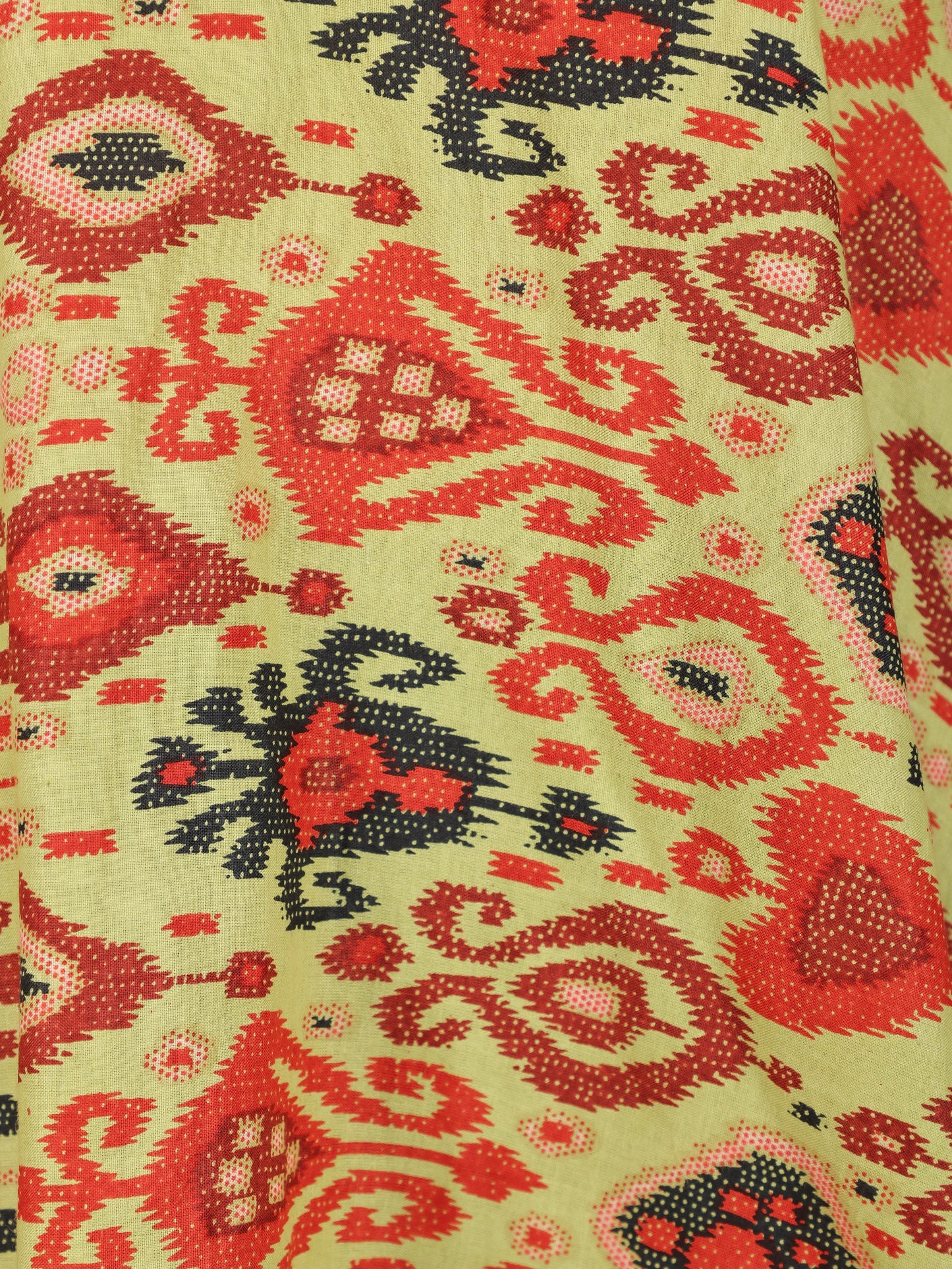 Soft Cotton Ikat Flared Green Kurta