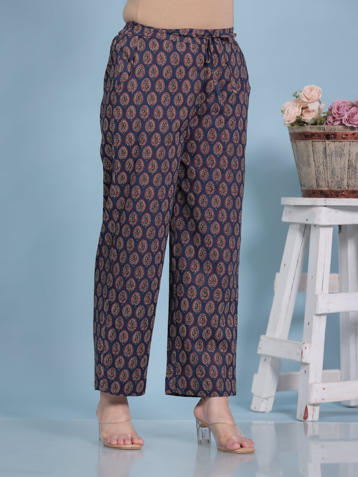 Soft Cotton Butta High Low Navy Blue Kurta