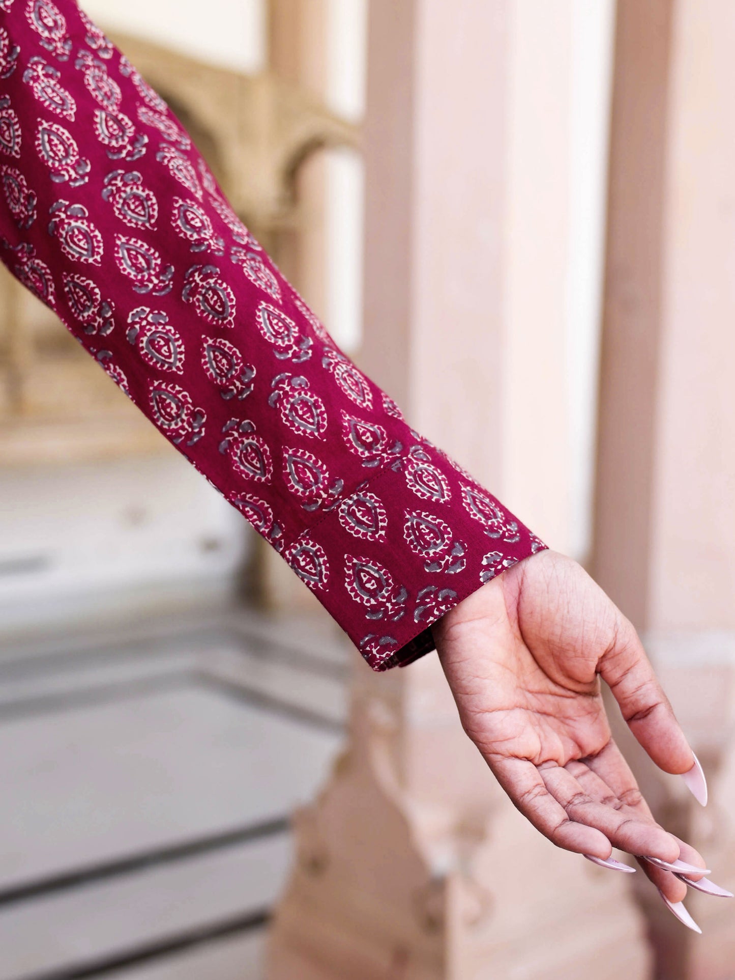 Soft Cotton Butti Straight Maroon Tunic