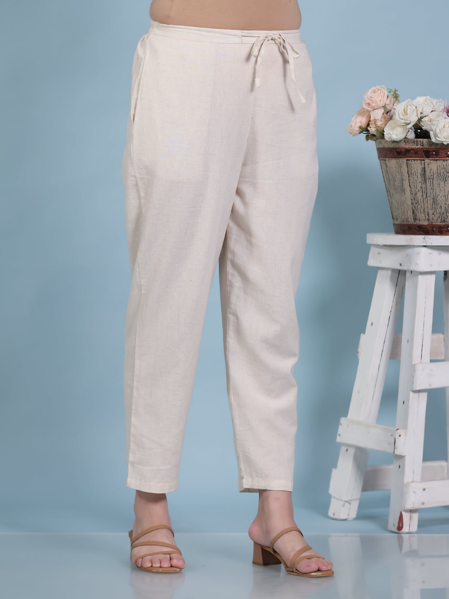 Soft Cotton Floral Straight Beige Kurta