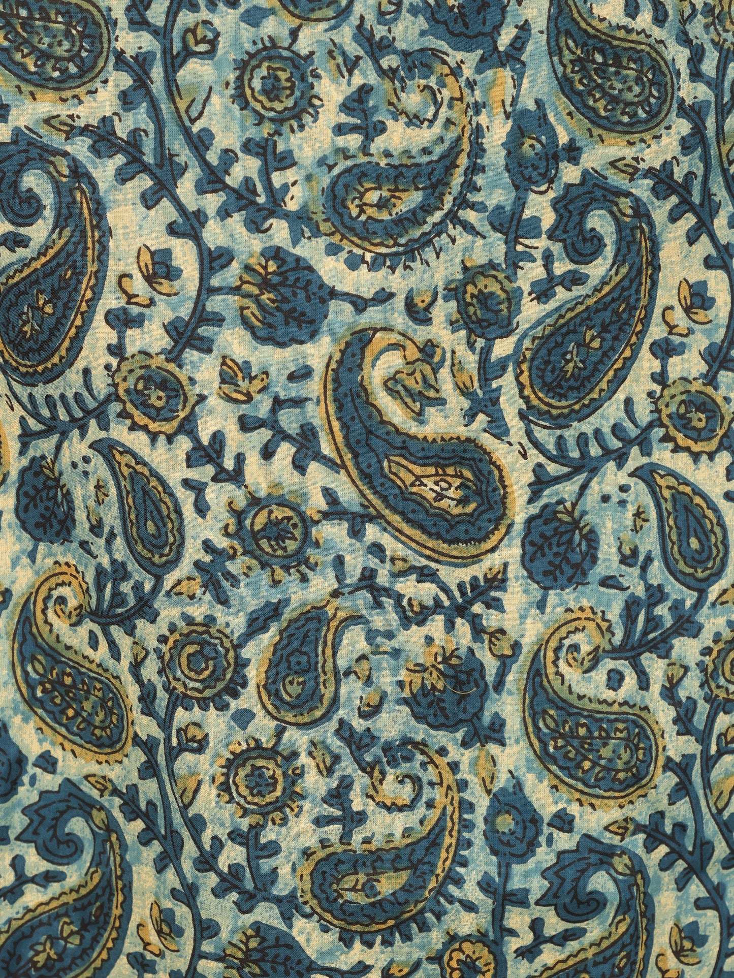 Soft Cotton Paisley Straight Blue Kurta