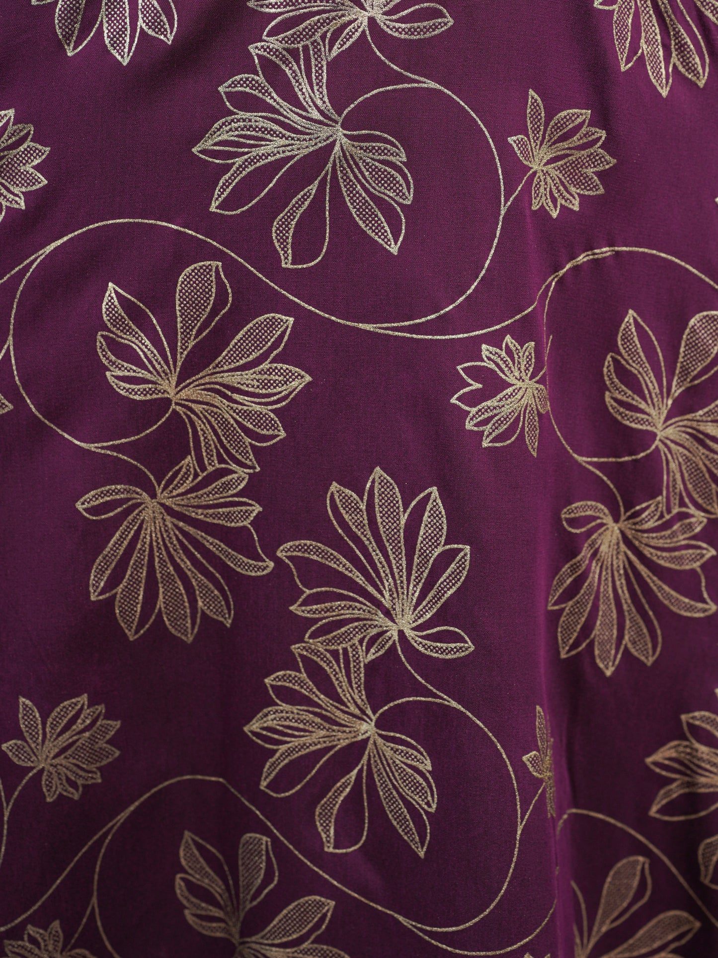 Chanderi Gold foil Anarkali Purple Dress (With Belt)