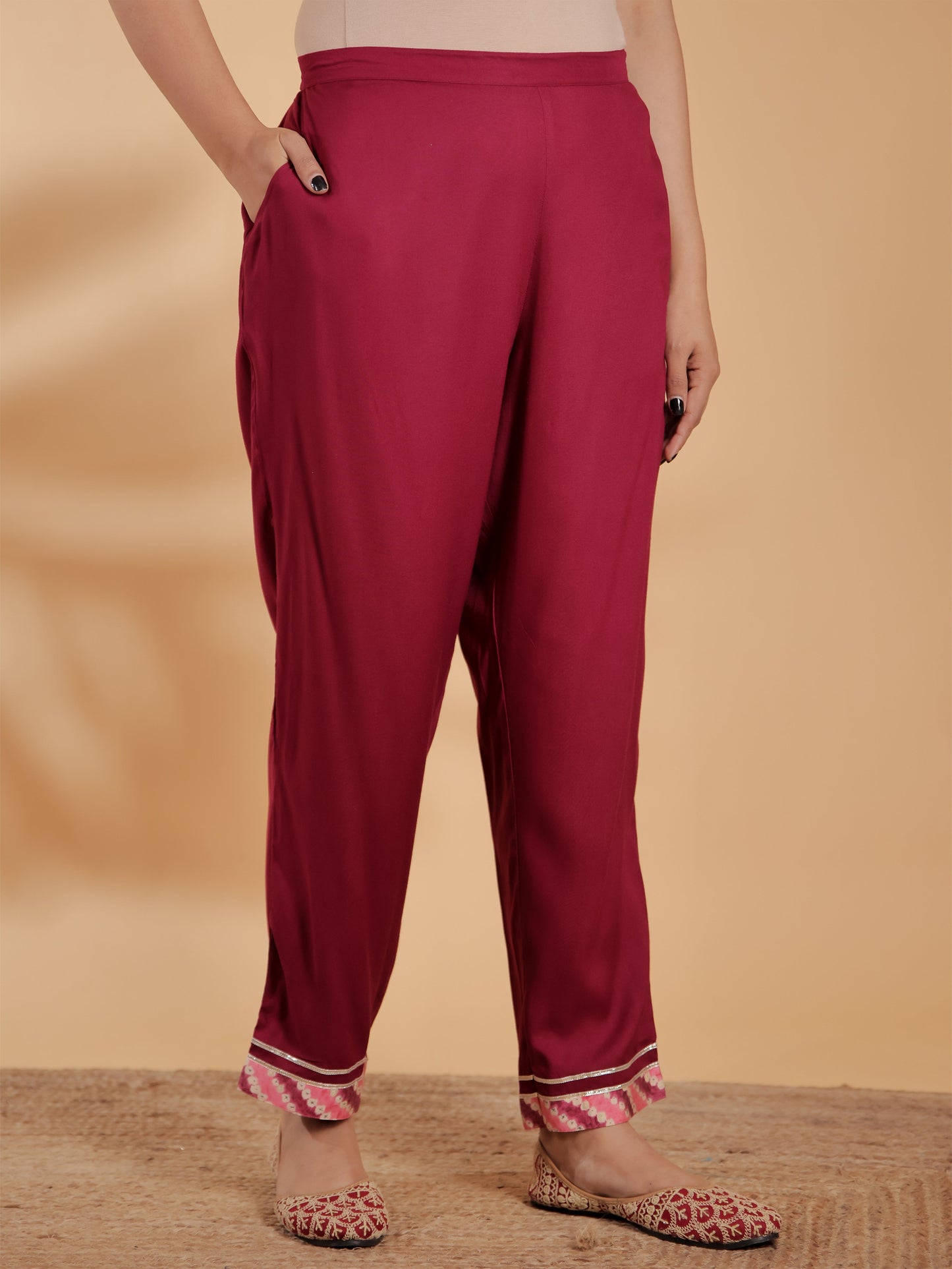 Rayon Solid Crop Pant