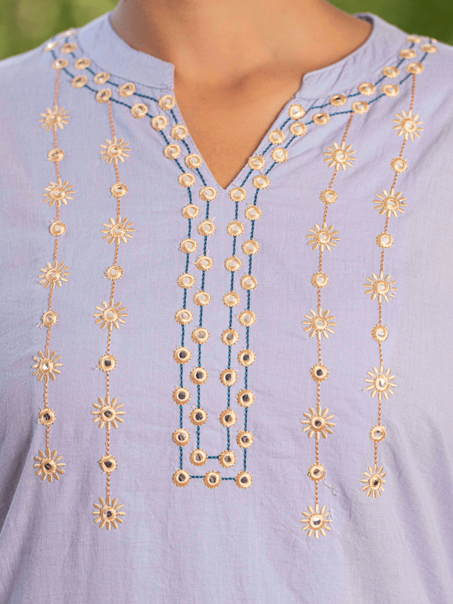 Embroidered Soft Cotton Solid Straight Lavender Kurta