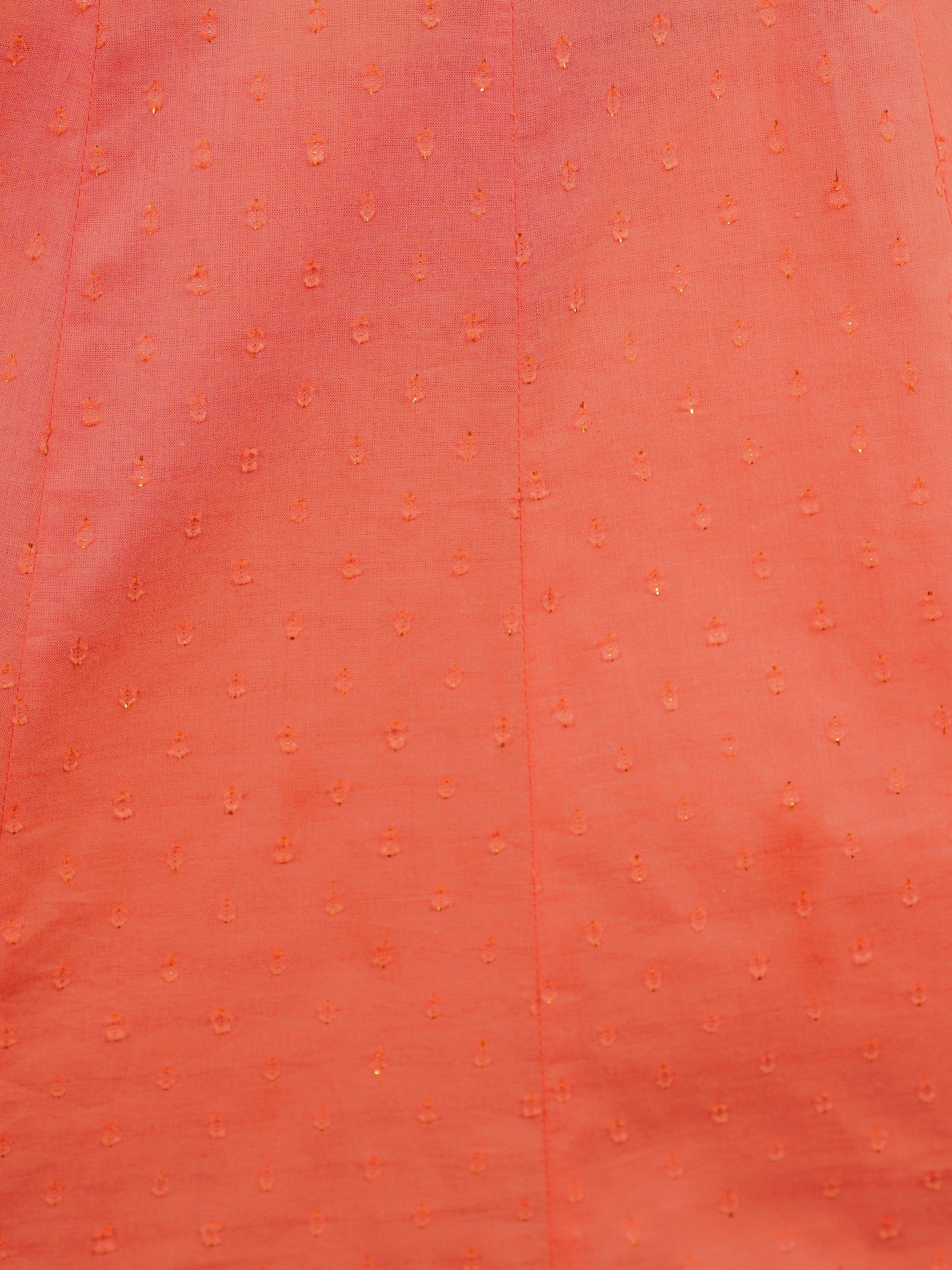 Embroidered Cotton Dobby Solid Anarkali Peach Kurta
