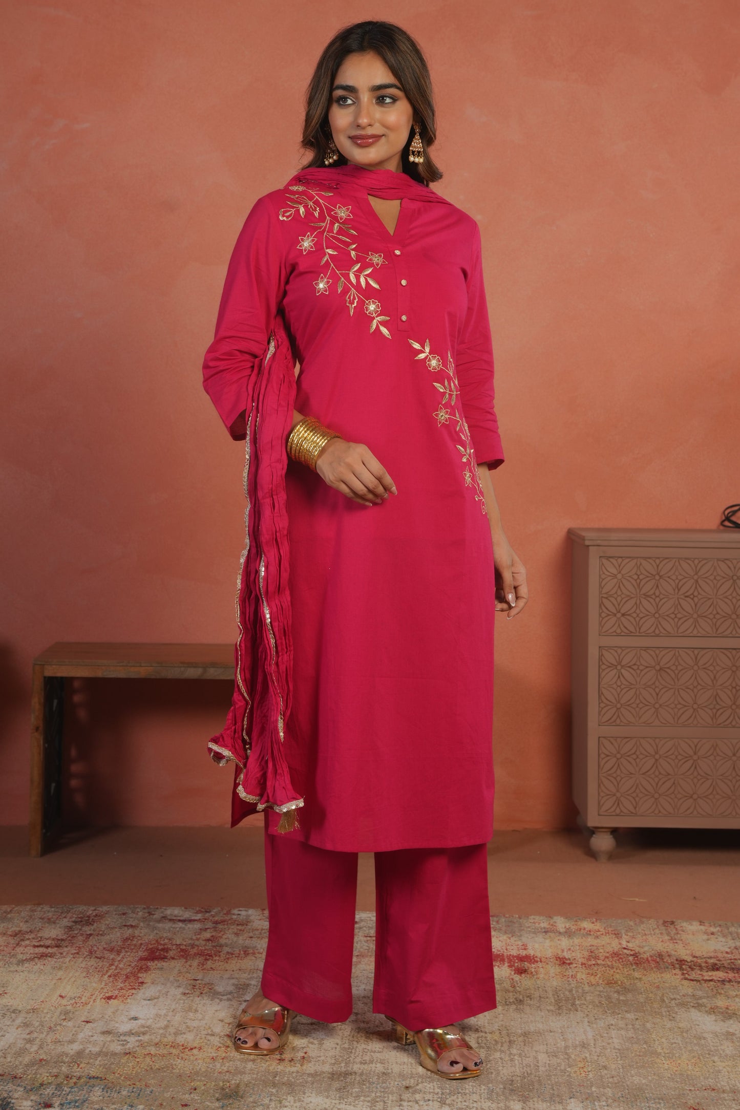 Cotton Voile Solid Pink Dupatta