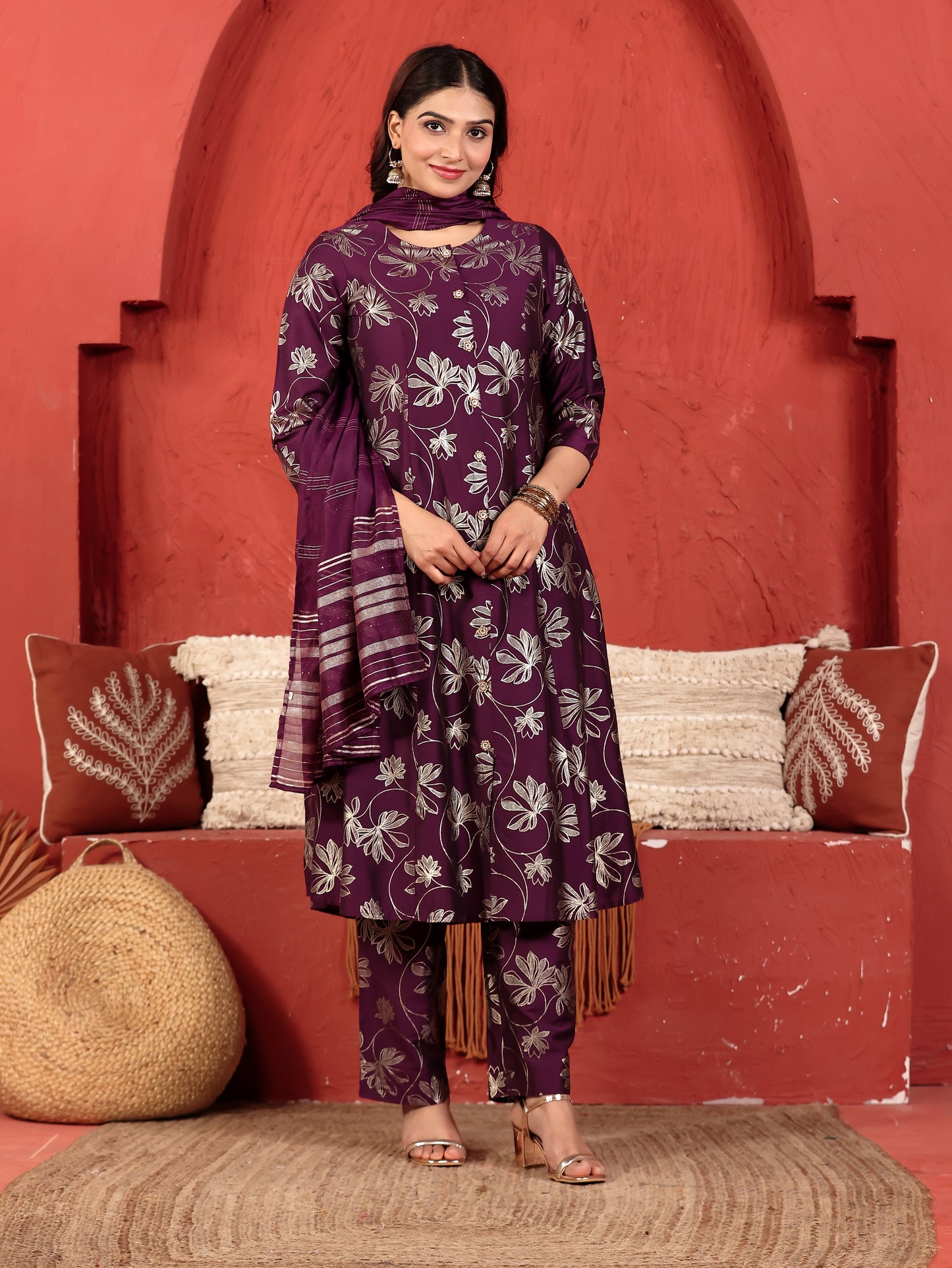 Georgette Solid Purple Dupatta