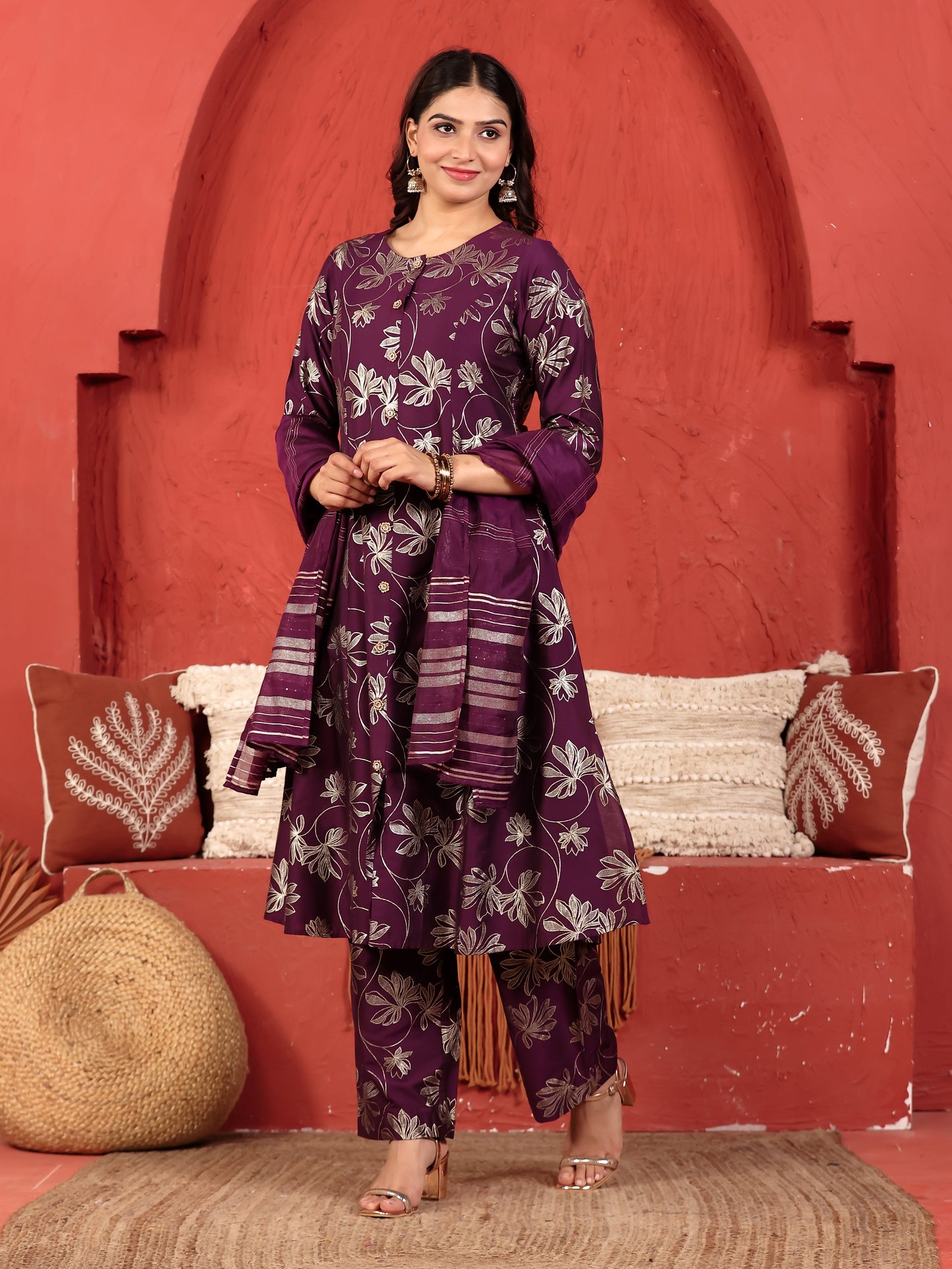 Georgette Solid Purple Dupatta