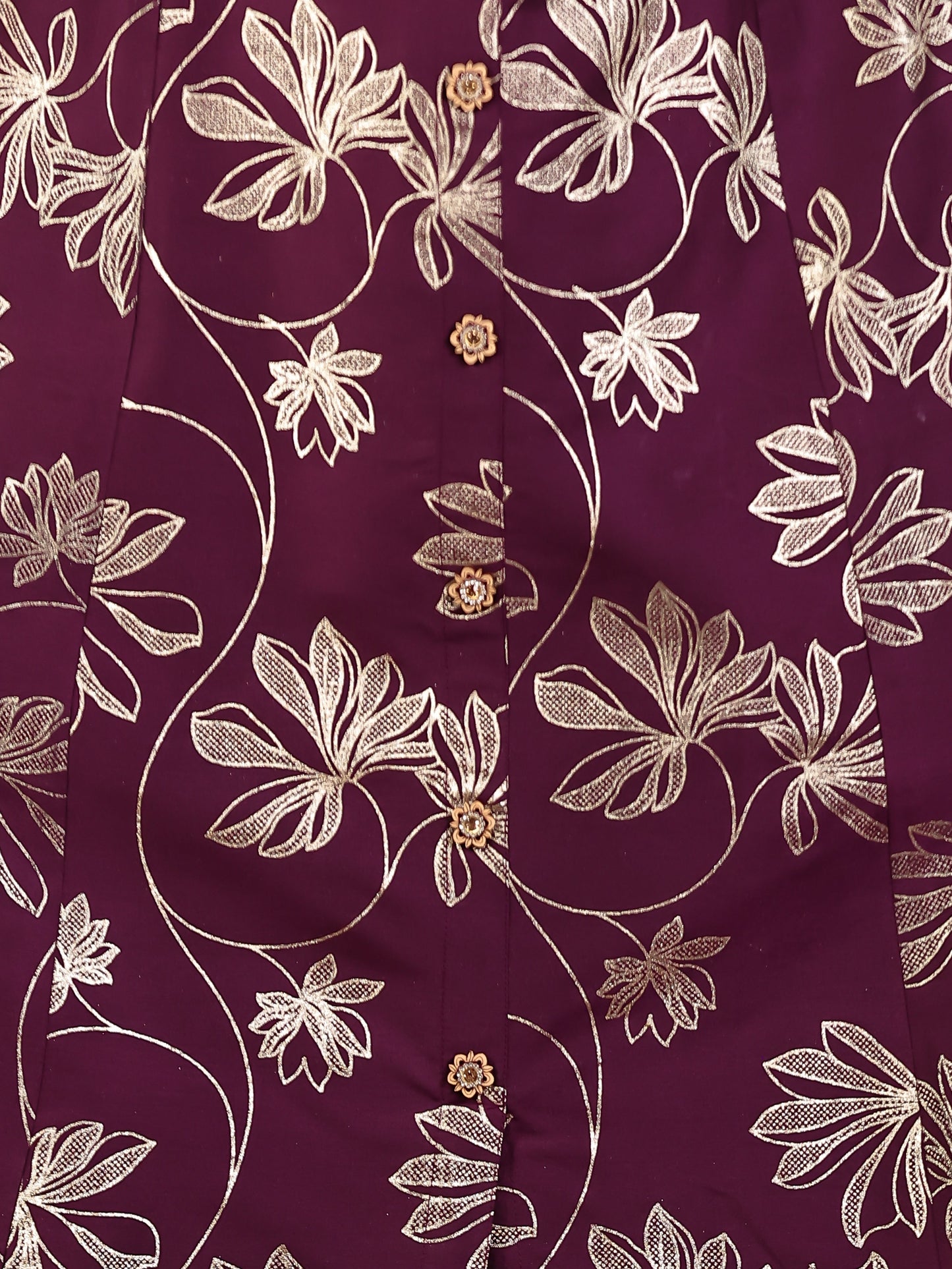 Chanderi Gold foil Flared Purple Kurta