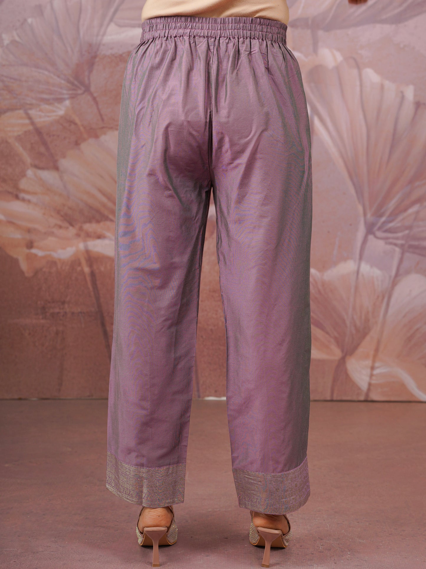 Chanderi Solid Lavender Tapered Trousers