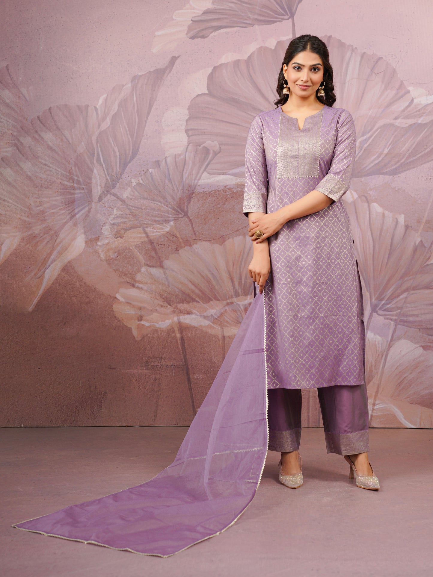 Organza Solid Lavender Dupatta