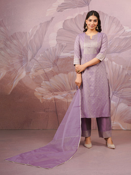 Organza Solid Lavender Dupatta