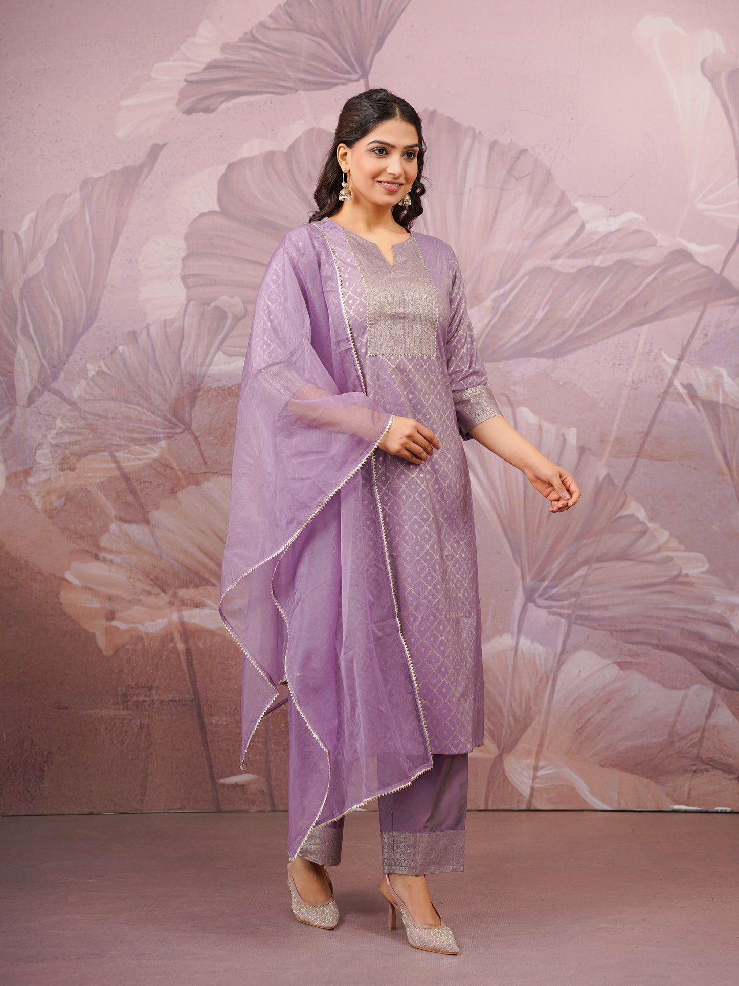 Organza Solid Lavender Dupatta