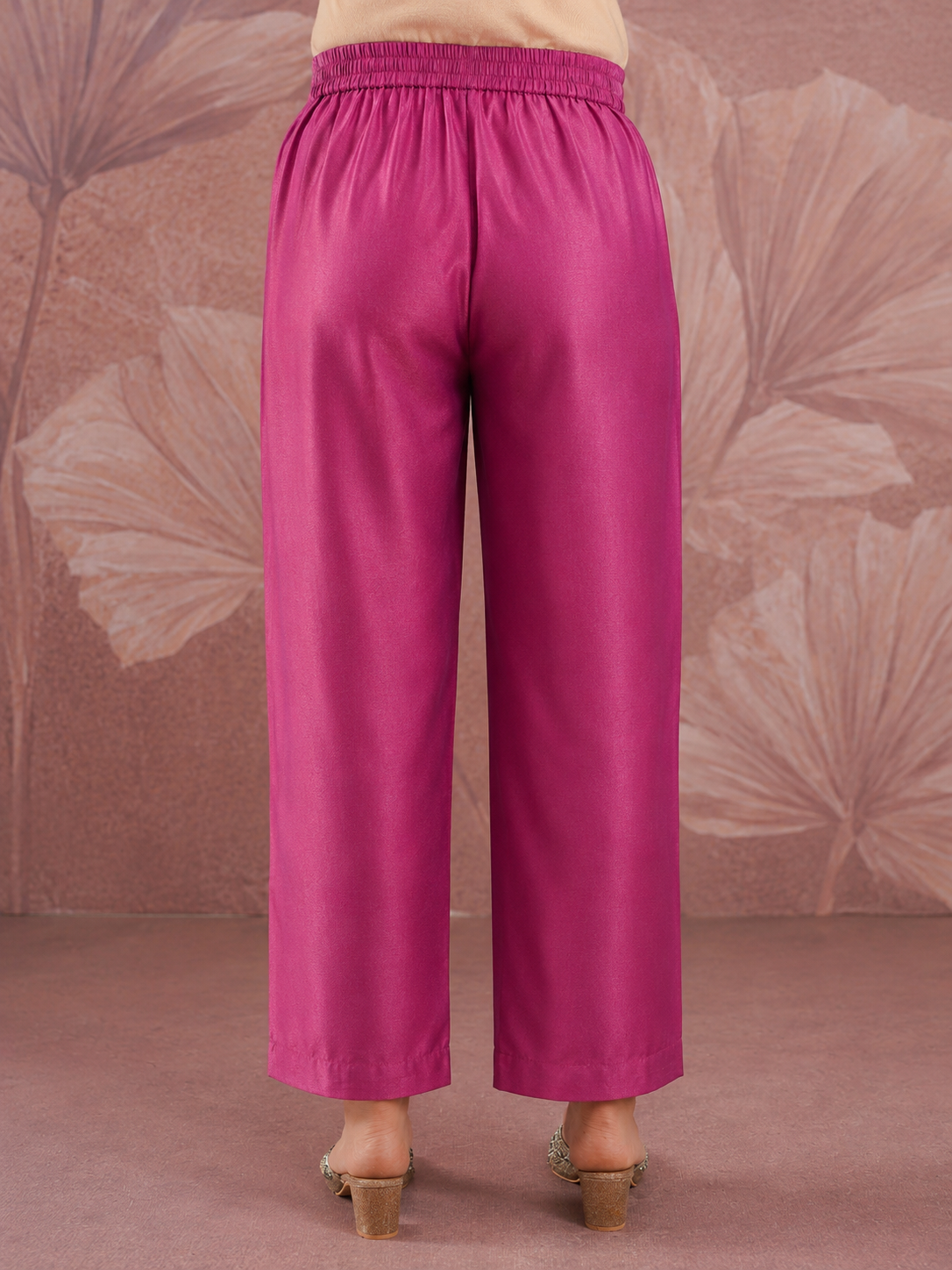 Chanderi Gold foil Straight Pink Kurta
