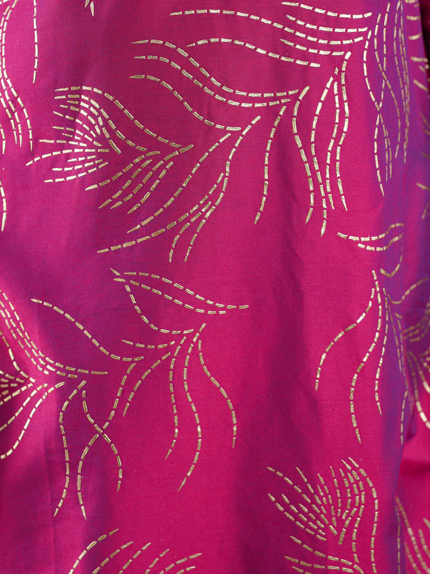 Chanderi Gold foil Straight Pink Kurta