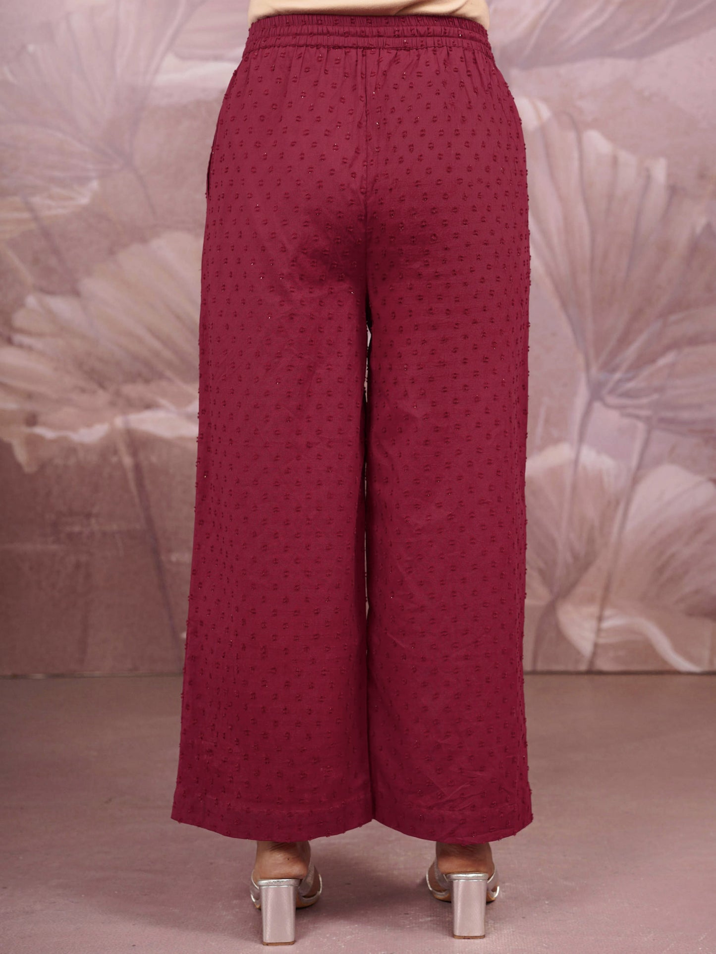 Cotton Dobby Solid Maroon Palazzo