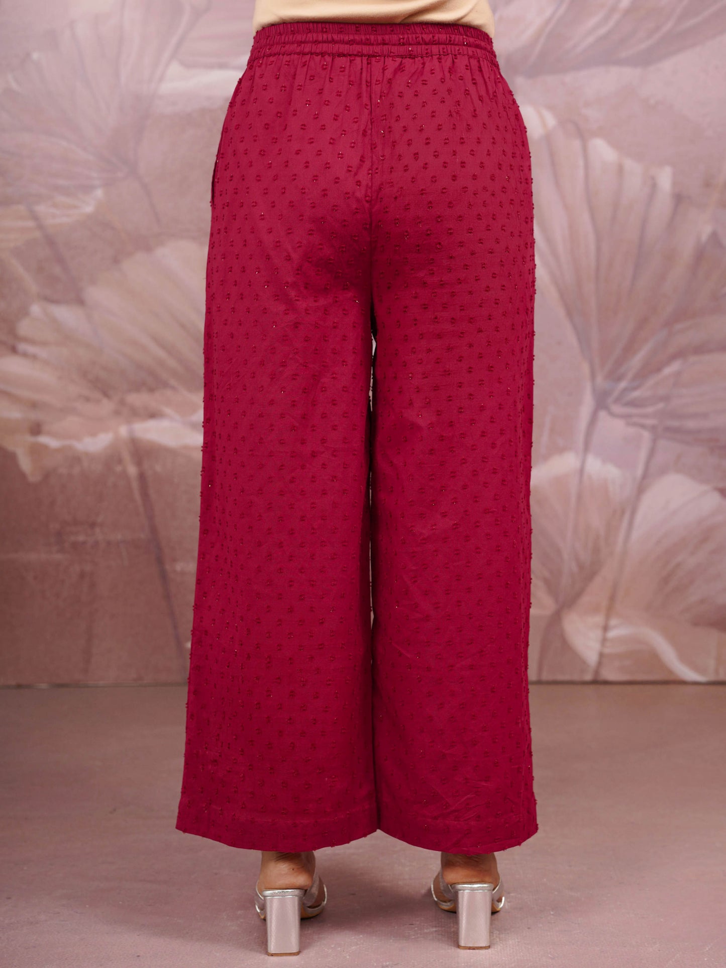 Cotton Dobby Solid Maroon Palazzo