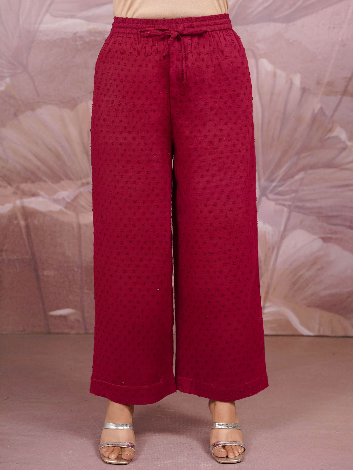 Cotton Dobby Solid Maroon Palazzo