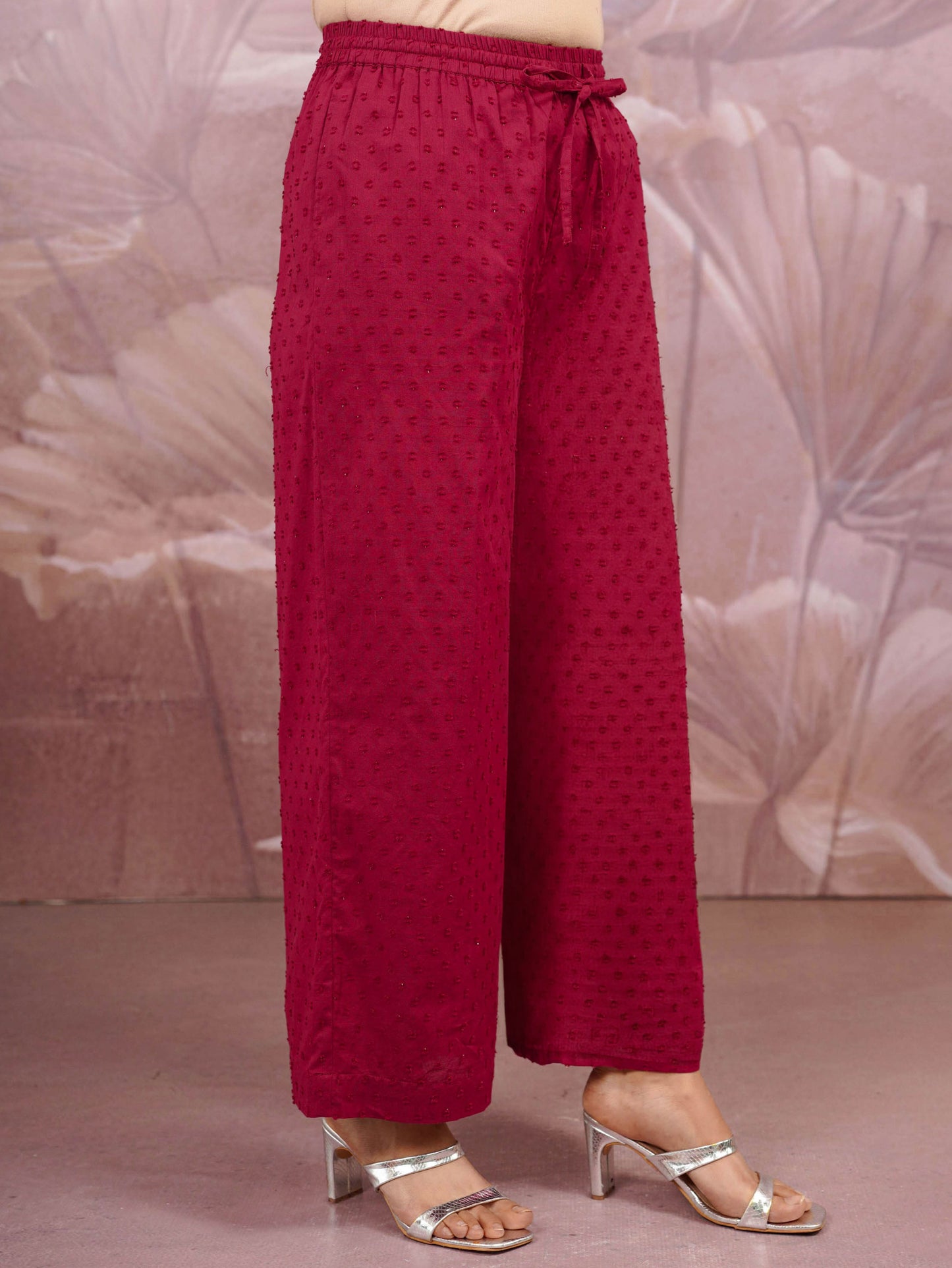 Cotton Dobby Solid Maroon Palazzo