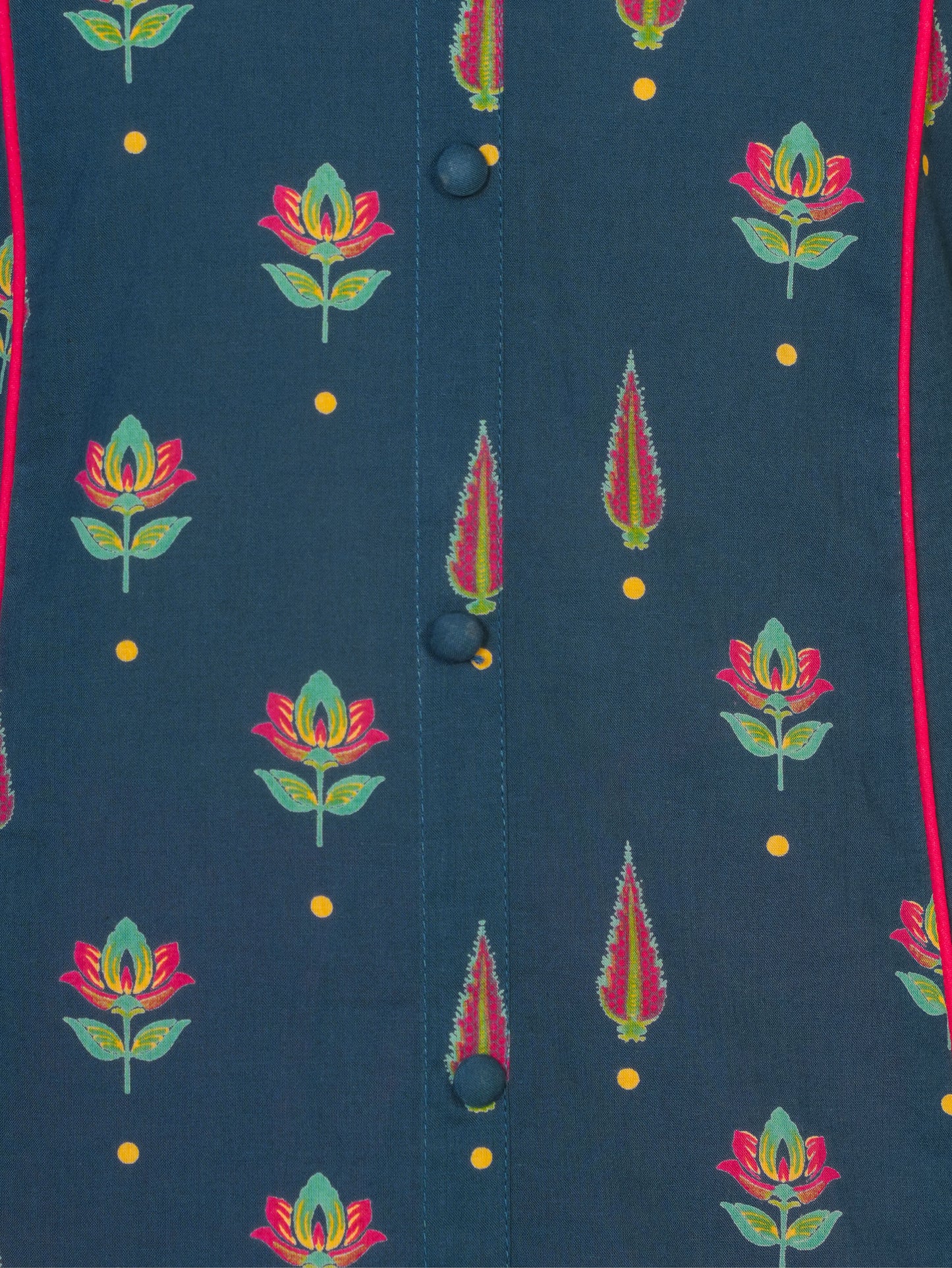 Soft Cotton Butti Flared Blue Kurta