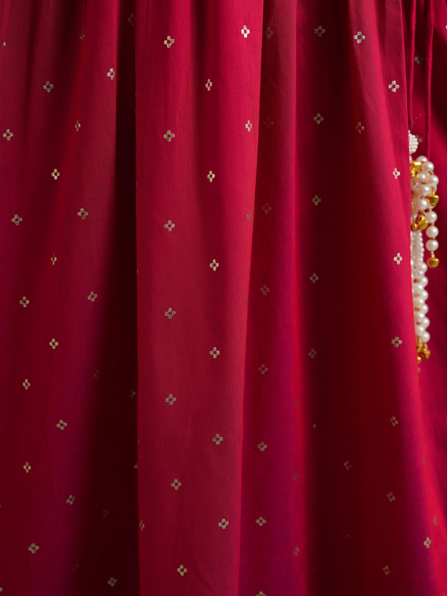 Chanderi Gold foil Angrakha Pink Kurta