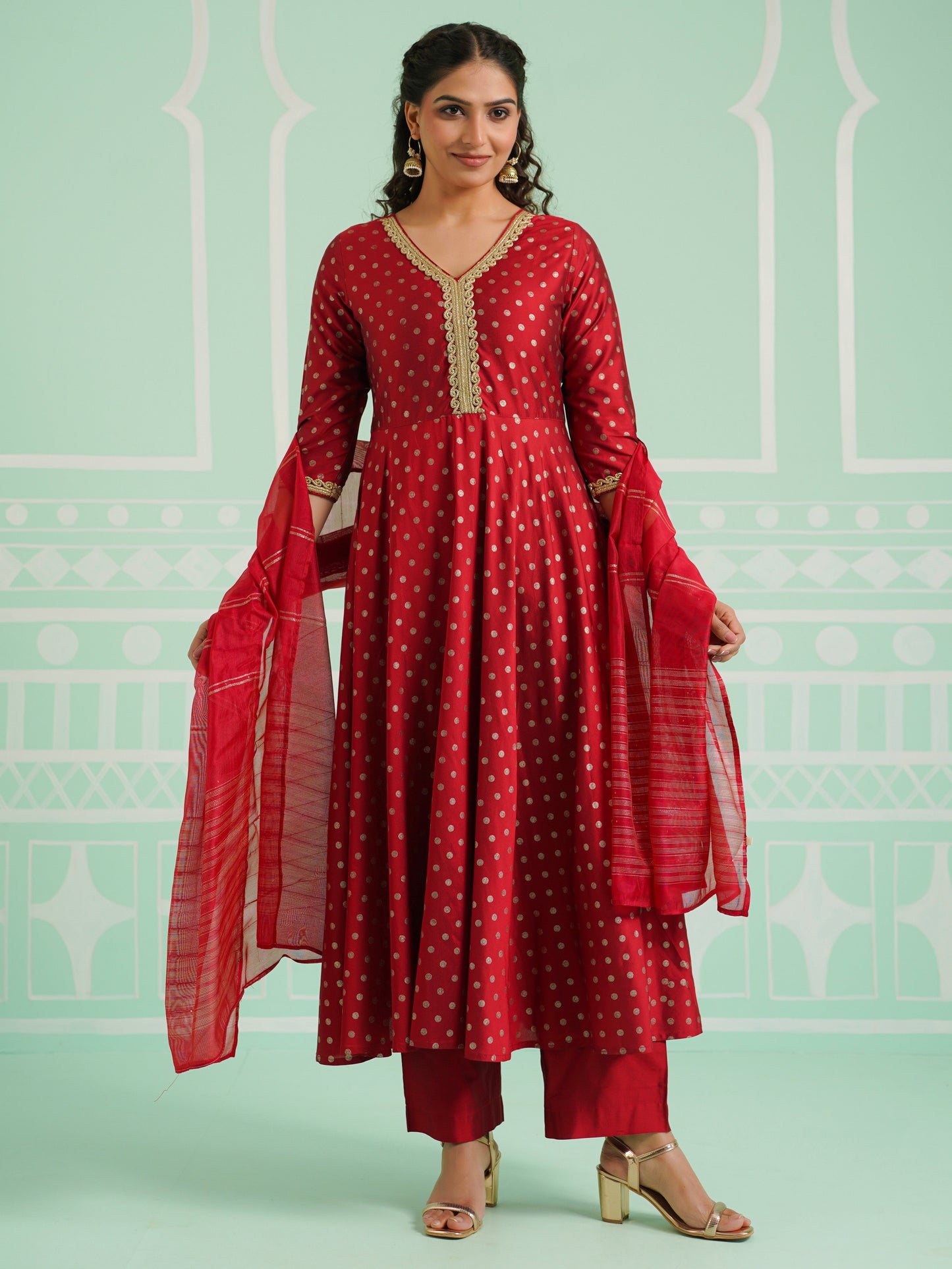 Georgette Solid Red Dupatta