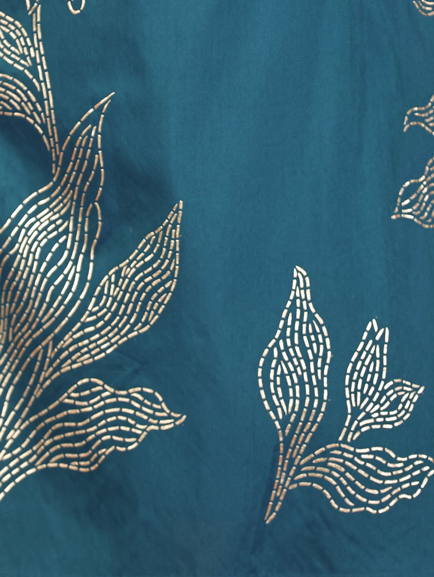 Chanderi Placement Print Straight Teal Kurta
