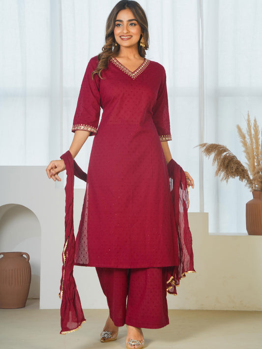 Cotton Voile Solid Maroon Dupatta