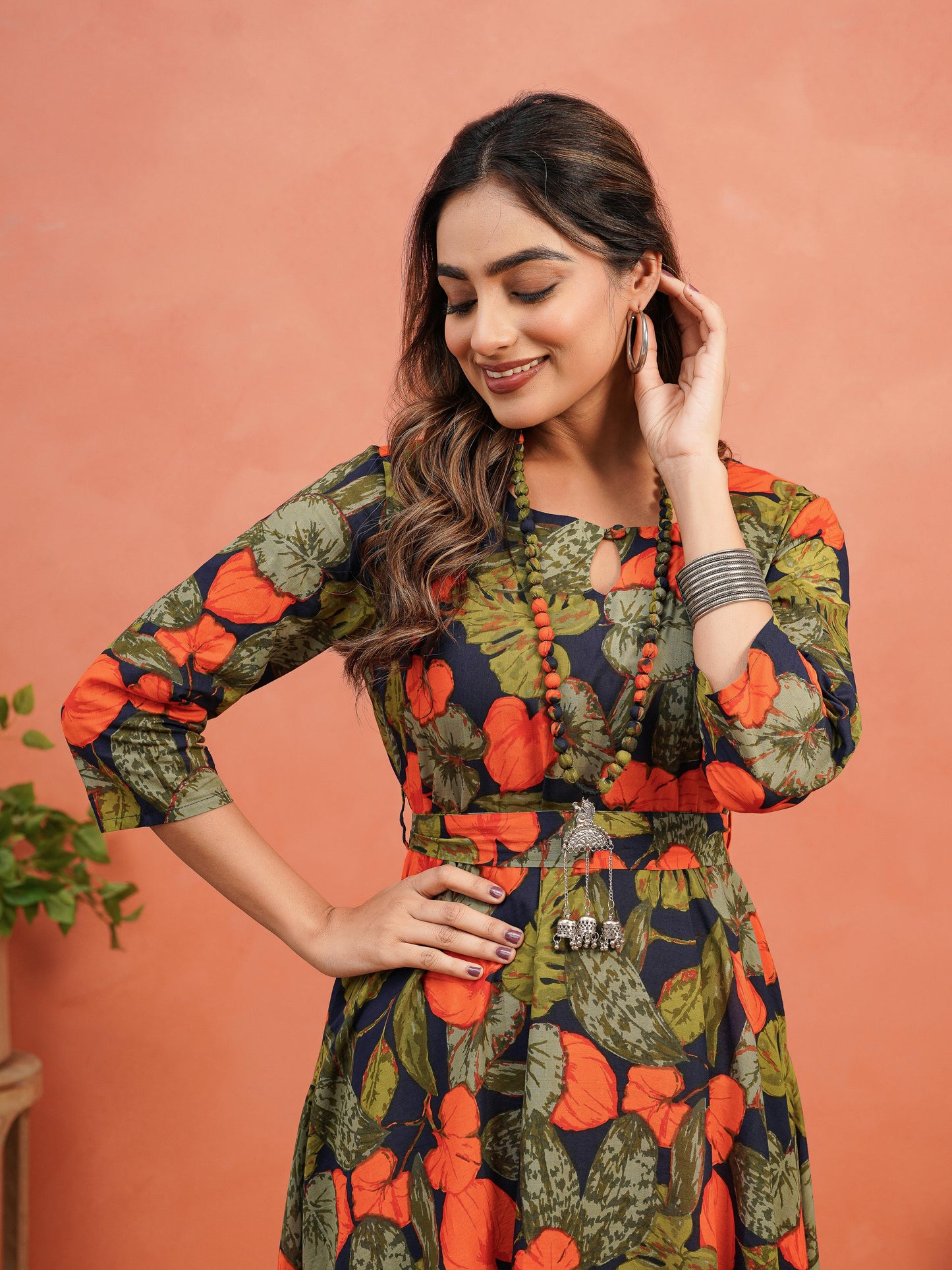 Soft Cotton Floral Anarkali Multicolor Dress