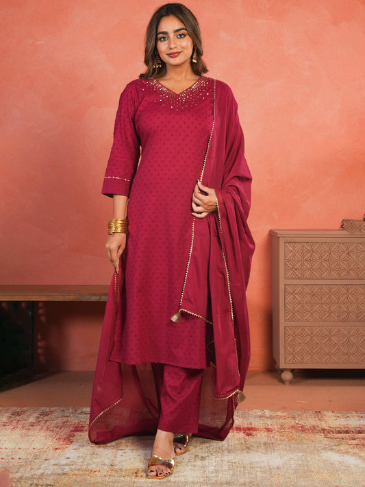 Cotton Voile Solid Maroon Dupatta