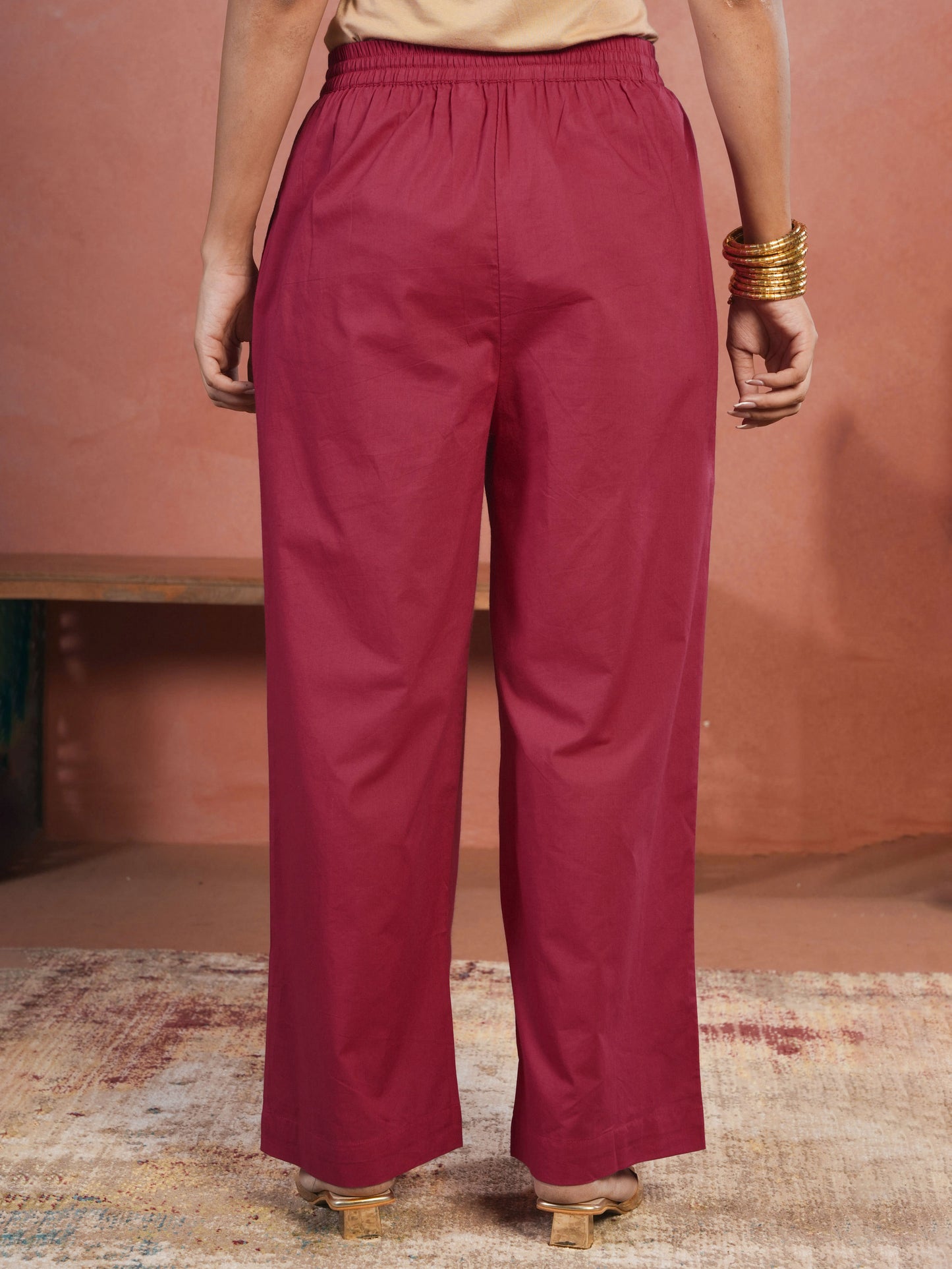 Embroidered Soft Cotton Solid Straight Pink Kurta