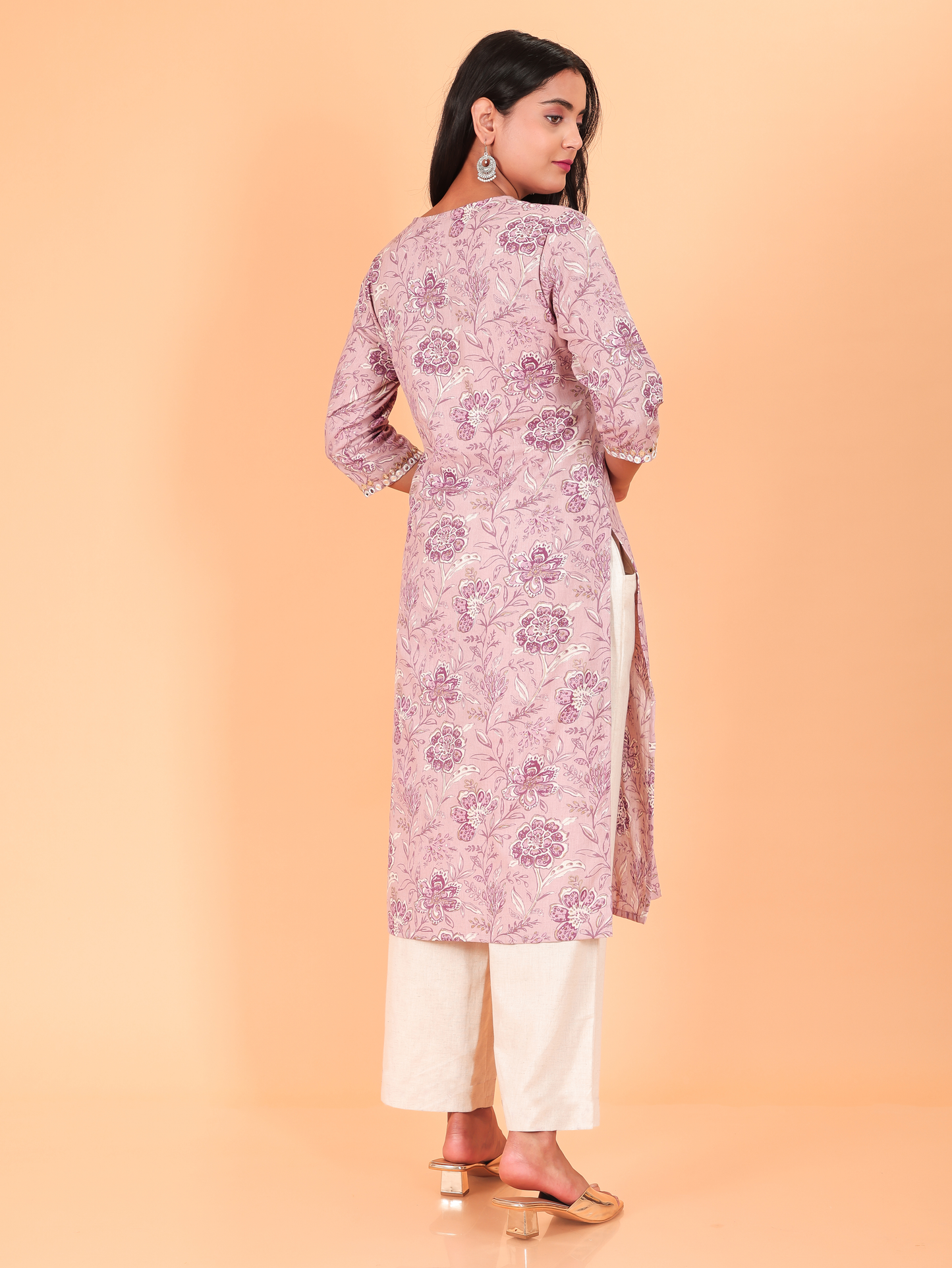 Linen Cotton Floral Kurta