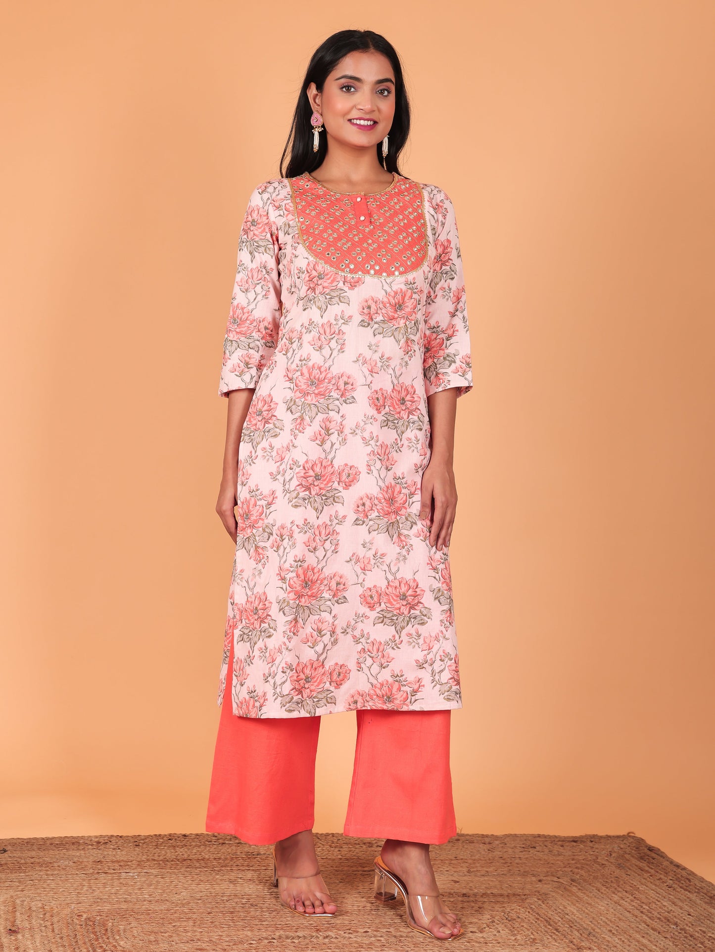 Linen Cotton Gold foil Kurta