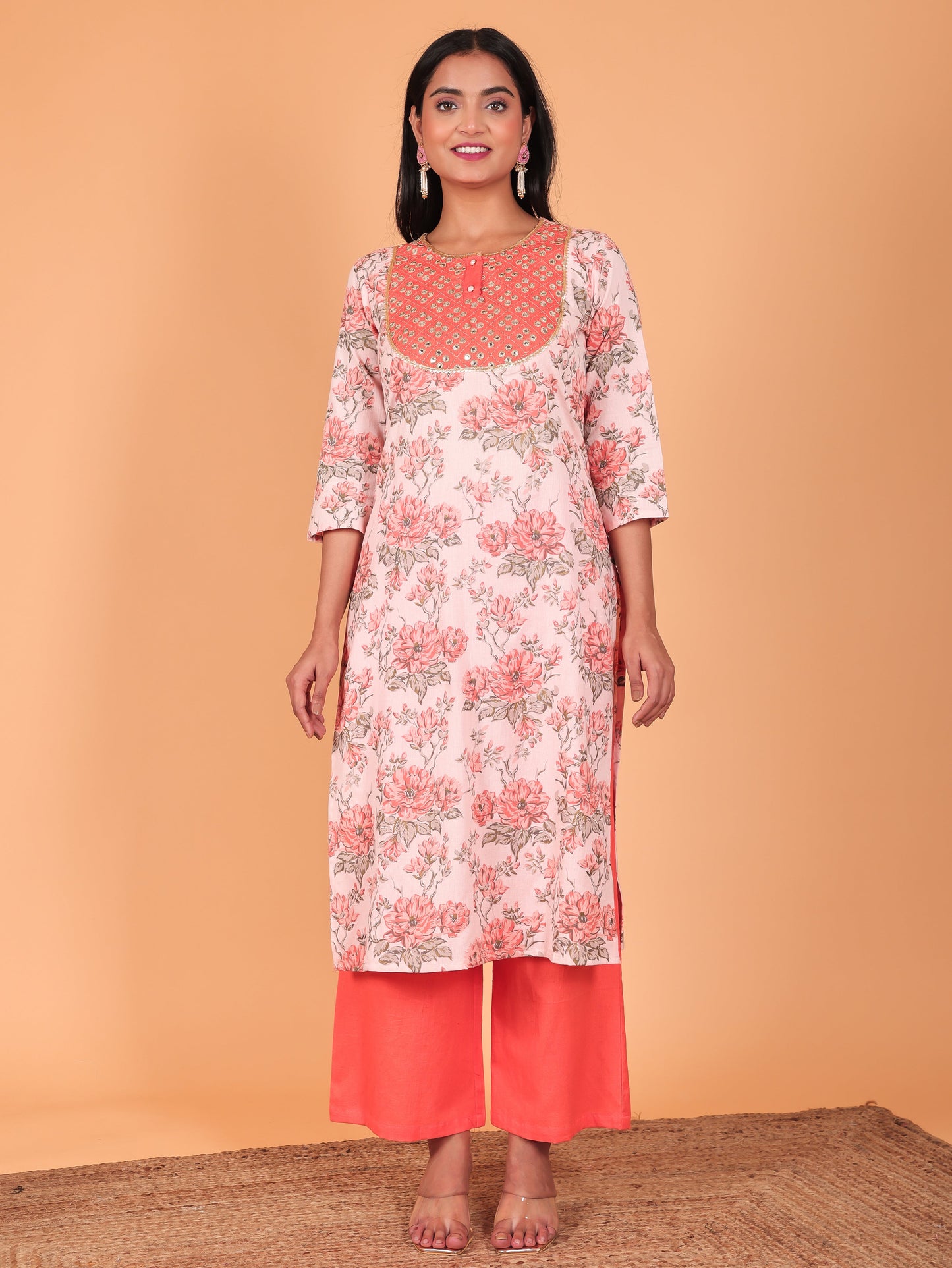 Linen Cotton Gold foil Kurta