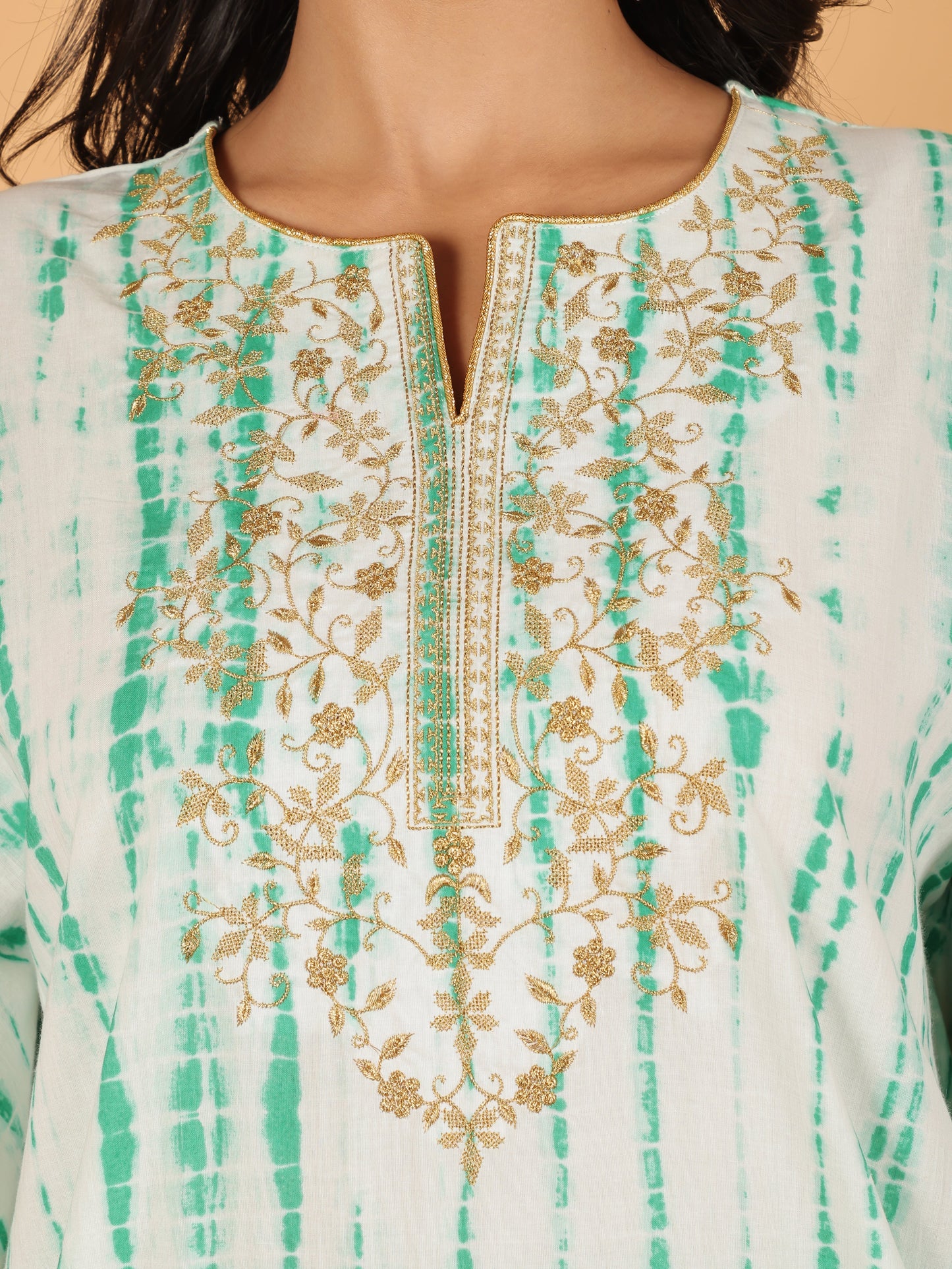 Soft Cotton Tie-Dye Kaftan White Kurta