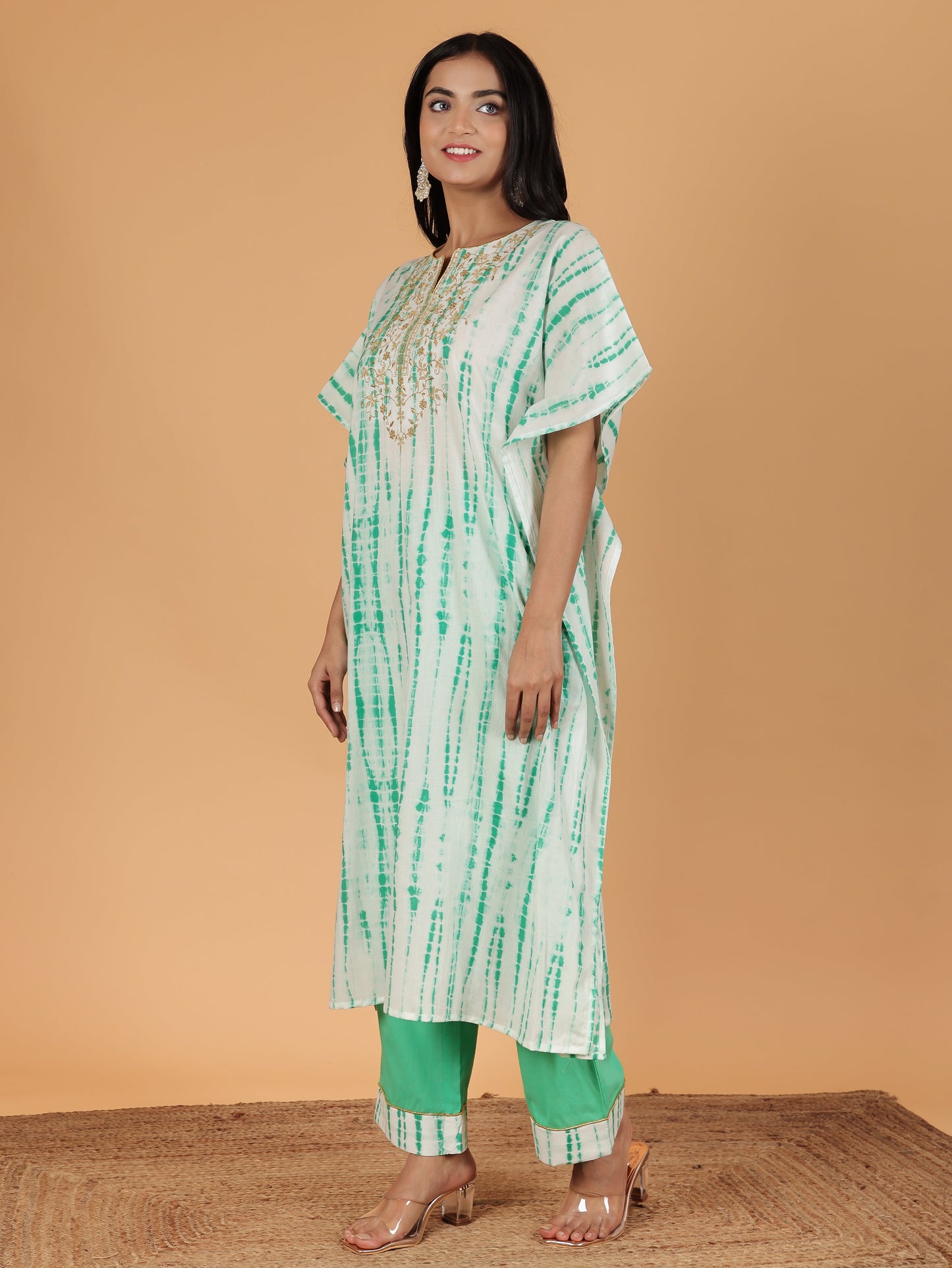 Soft Cotton Tie-Dye Kaftan White Kurta